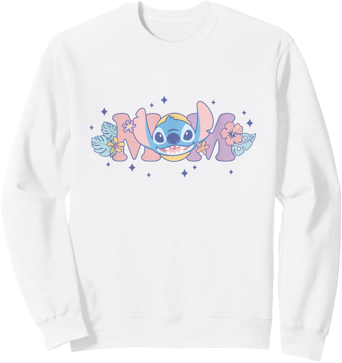 Disney Lilo & Stitch Mom Cute Stitch Floral Pastel Colors Sweatshirt - Sweatshirt | White