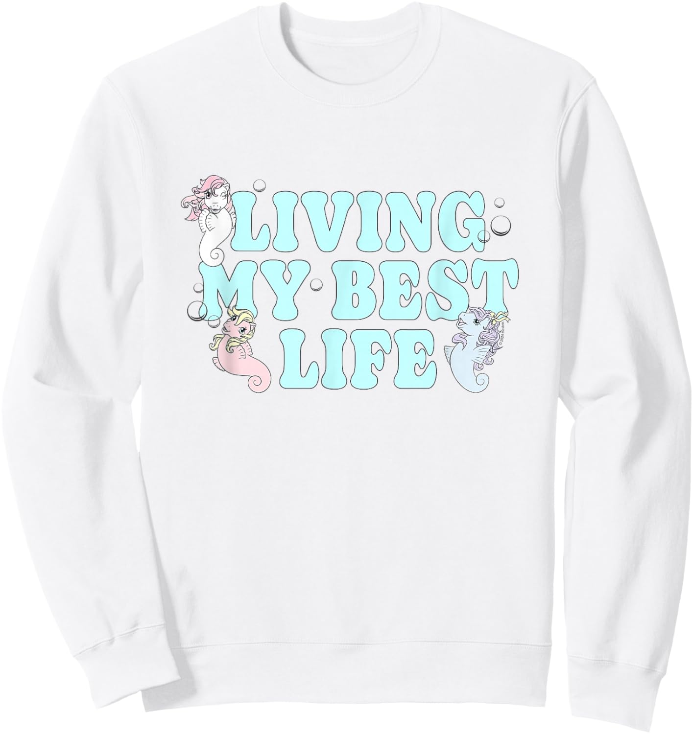 My Little Pony Living My Best Life Cute Seaponies Chest Logo Sweatshirt - Sweatshirt | White