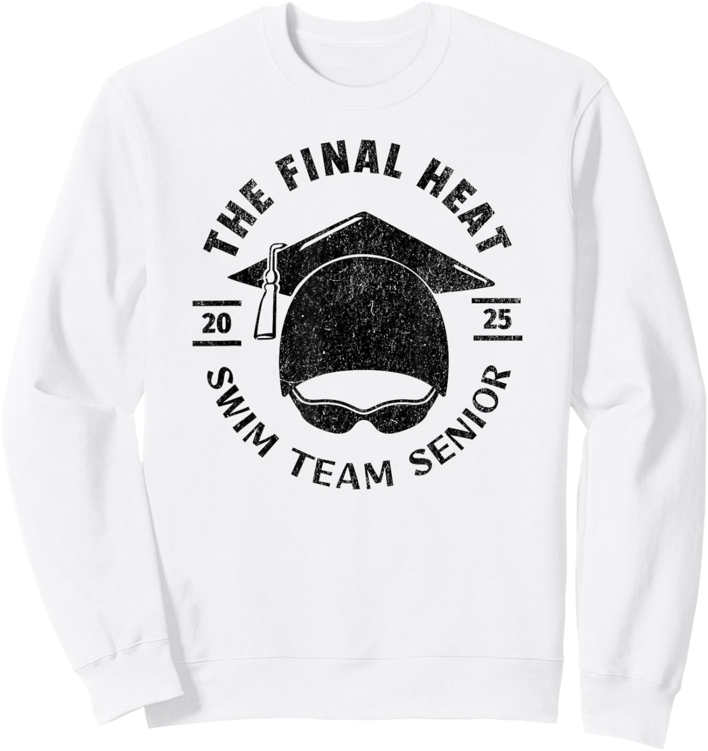 Swim Senior 2025 Graduation Cap Sweatshirt - Sweatshirt | White