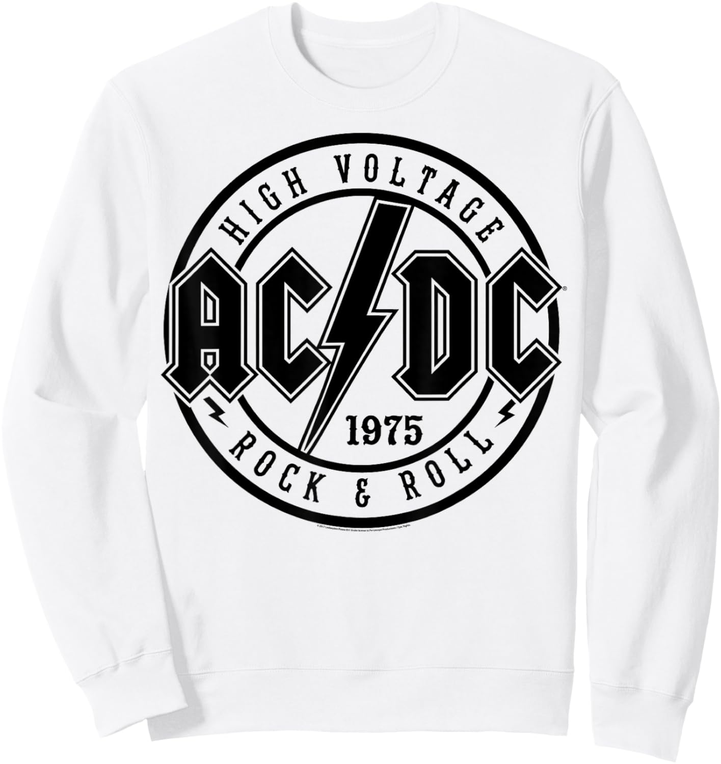 AC/DC Classic White Cotton - Rock & Roll, Adult, Short Sleeve Sweatshirt - Sweatshirt | White