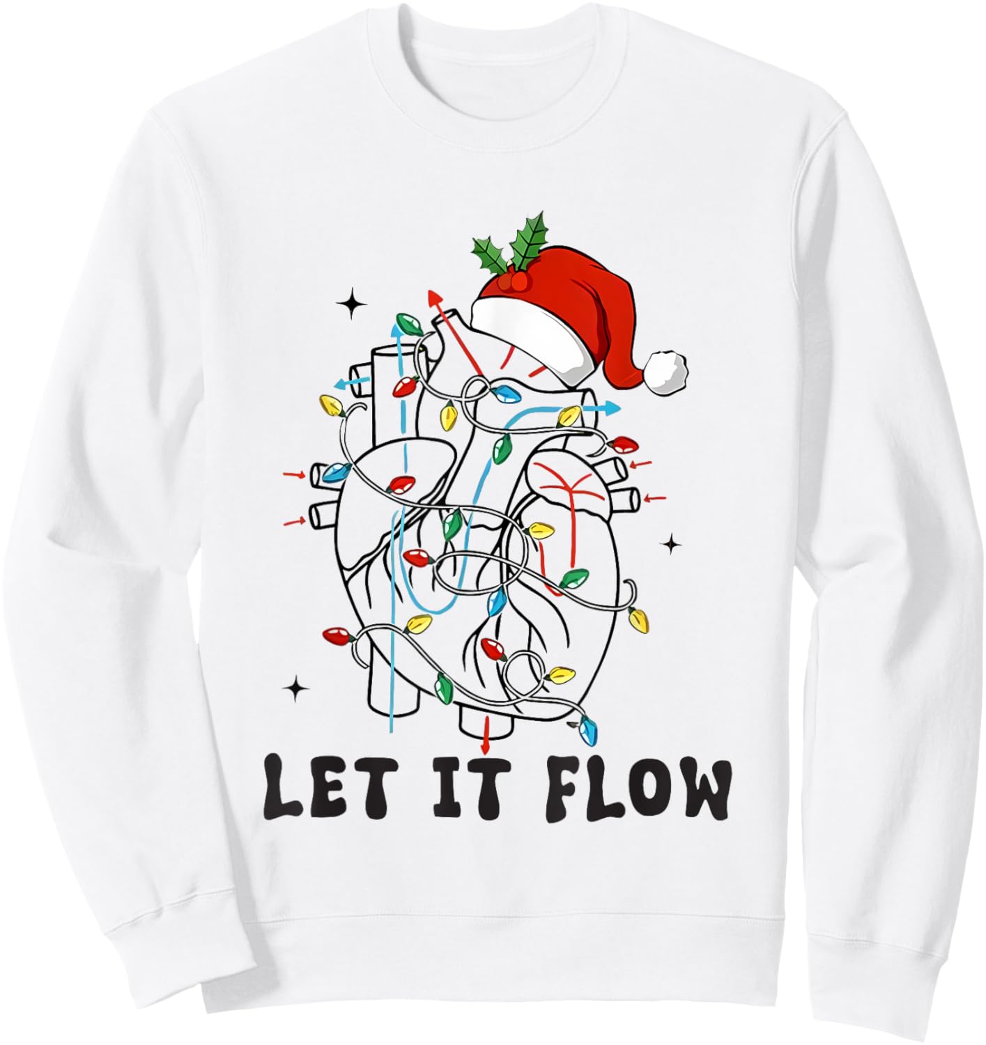 Christmas Cardiac Nurse Heart Anatomy Cath Lab CVICU Cv Icu Sweatshirt - Sweatshirt | White