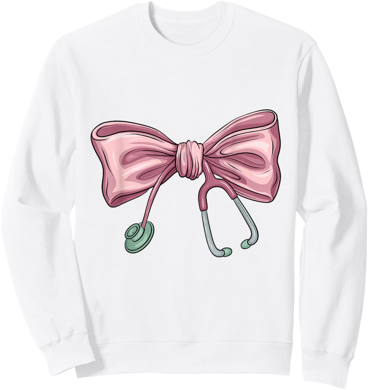 Pink Nurse Coquette Bow Stethoscope Nursing Medical Doctor Sweatshirt - Sweatshirt | White
