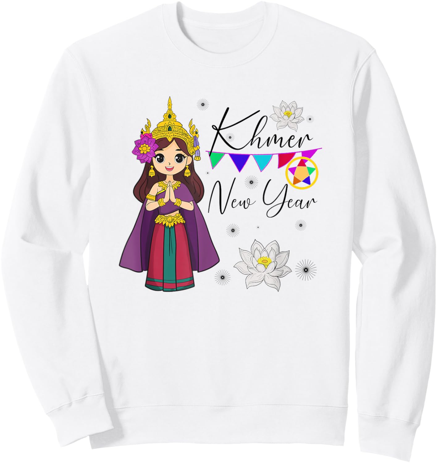 Cambodia Cambodian Girl Happy Khmer New Year Sweatshirt - Sweatshirt | White