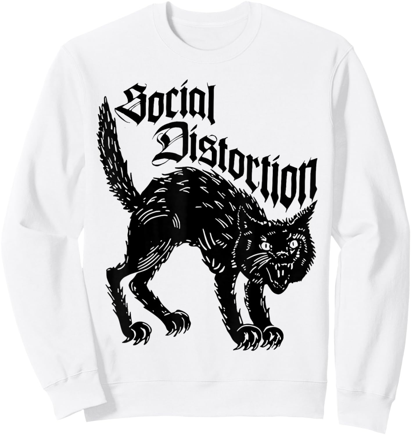 Social Distortions Black Cat Meow Sweatshirt - Sweatshirt | White