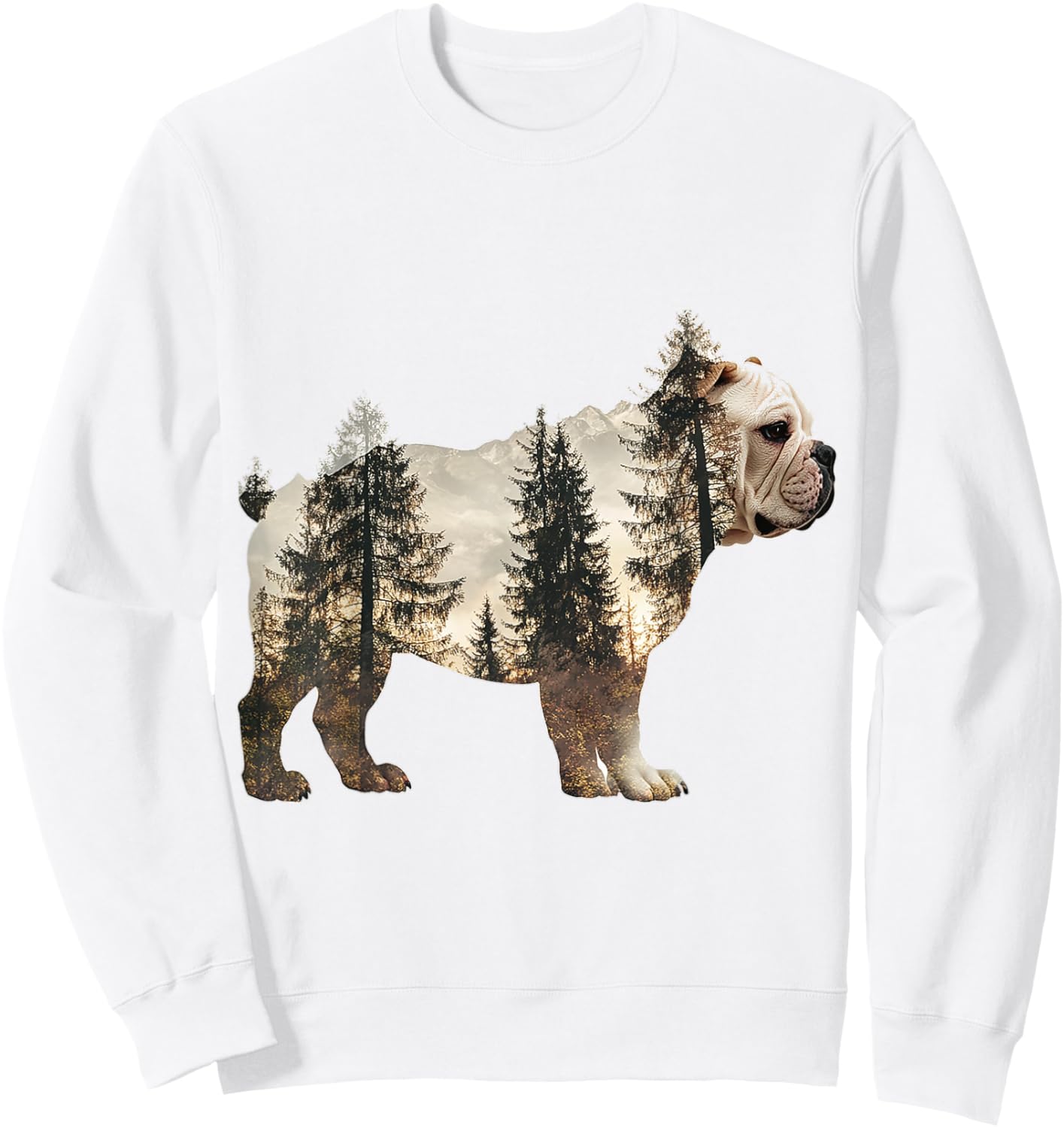 Bulldog Dog Graphic Pet Artwork Bulldog Sweatshirt - Sweatshirt | White