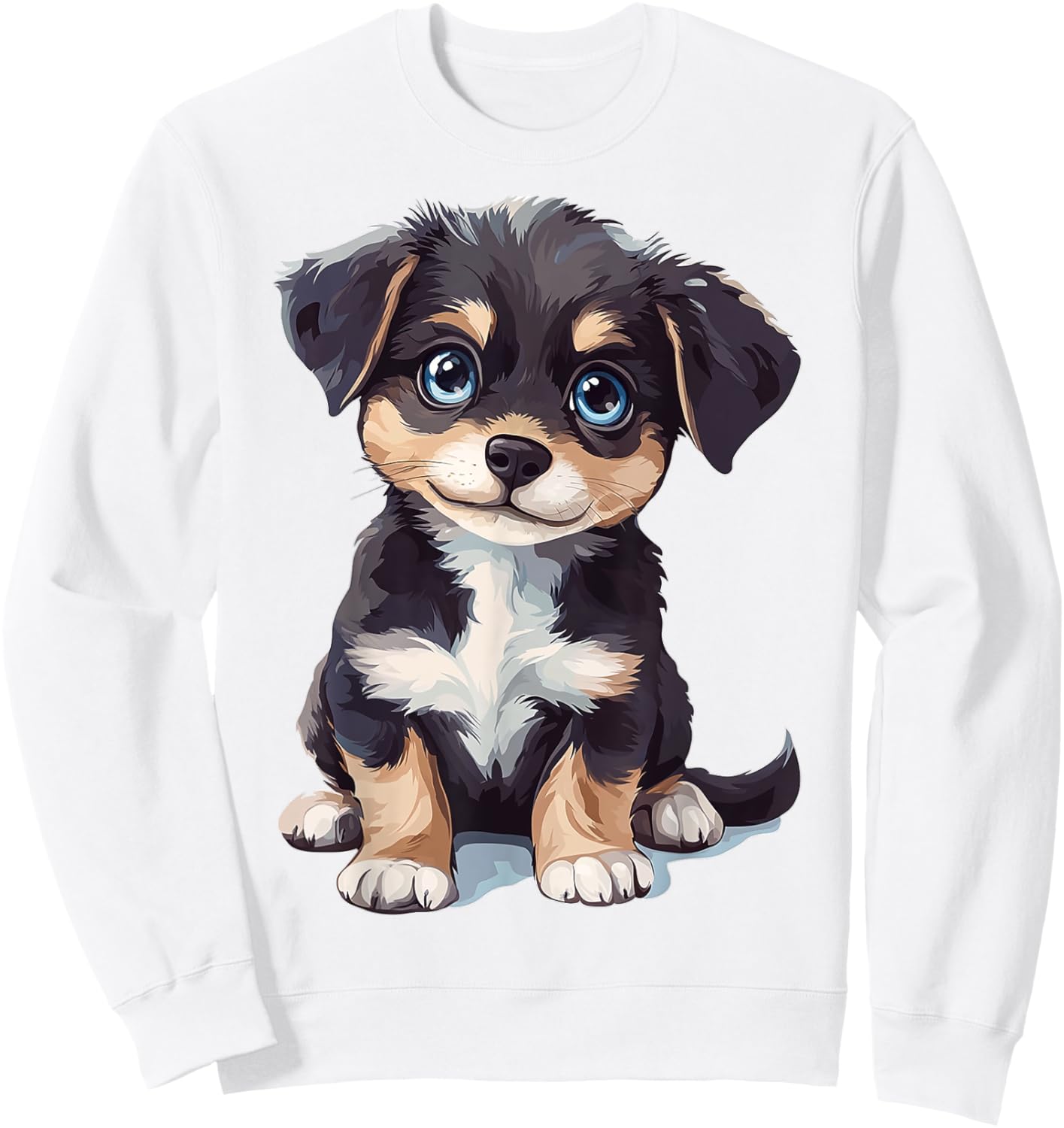 Puppy Dog Graphic Pet Art Blue Eyes Puppy Sweatshirt - Sweatshirt | White
