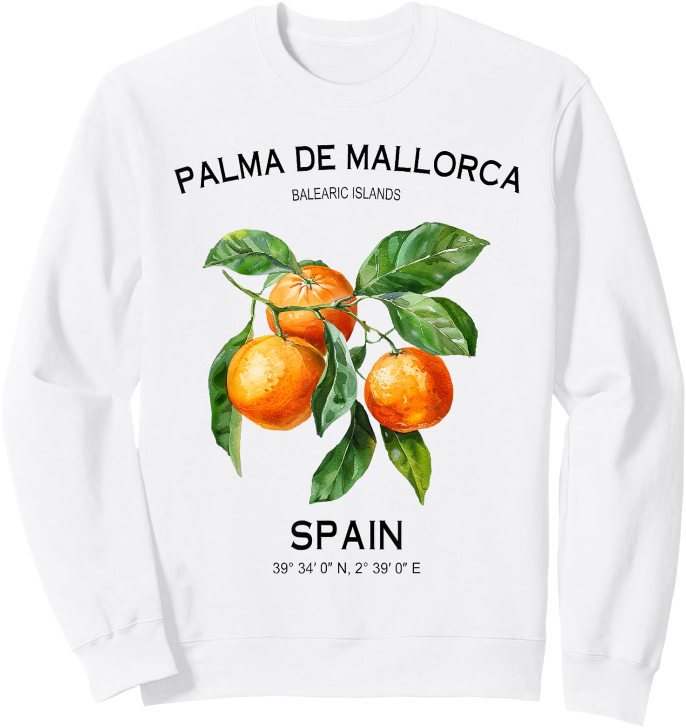 Palma de Mallorca Balearic Islands Oranges Spanish Art Spain Sweatshirt - Sweatshirt | White