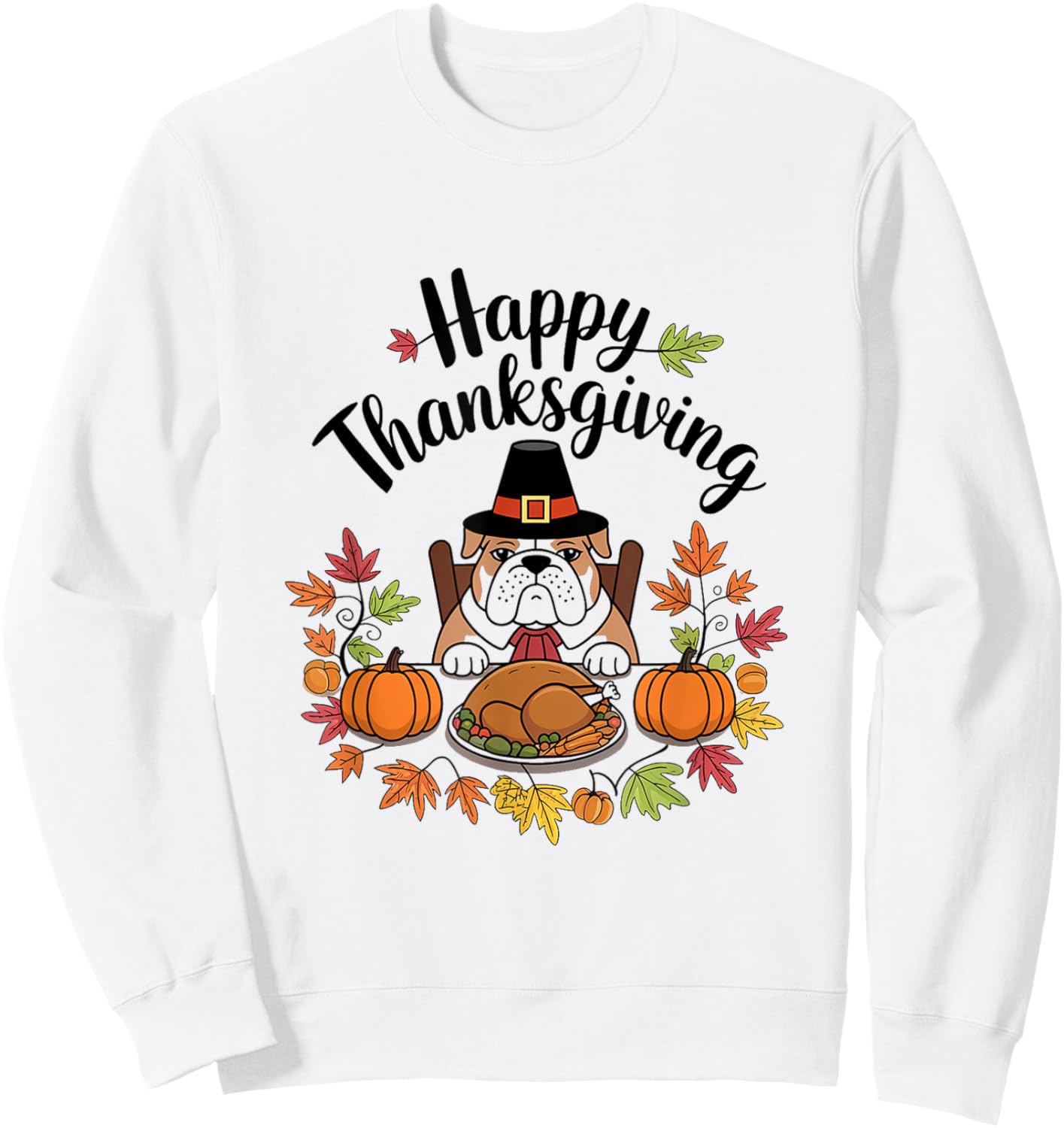 Lovers Cute Pug Turkey Dish Happy Funny Thanksgiving Gift Sweatshirt - Sweatshirt | White