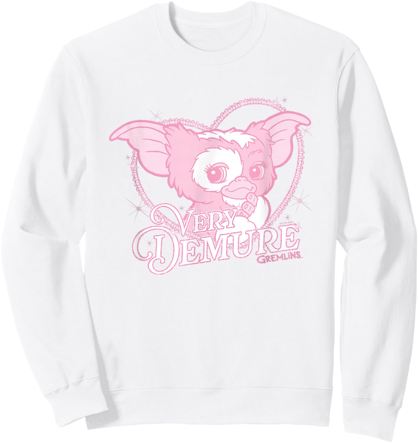 Gremlins Very Demure Cute Retro Heart Shape Big Chest Logo Sweatshirt - Sweatshirt | White