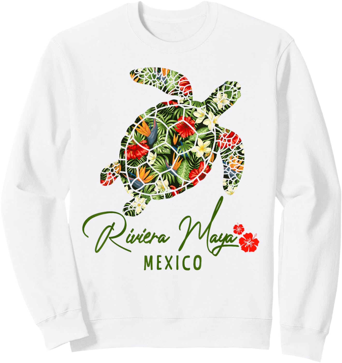 Riviera Maya Tropical Sea Turtle Mexico Sweatshirt - Sweatshirt | White