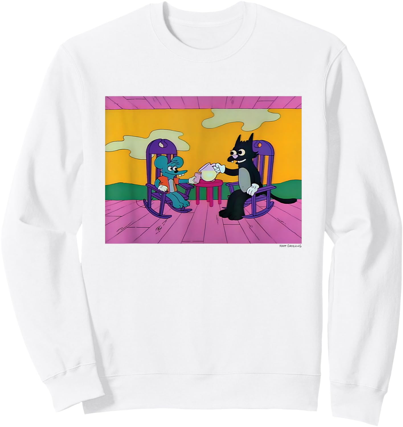 The Simpsons Iconic Itchy And Scratchy Lemonade Time Logo Sweatshirt - Sweatshirt | White