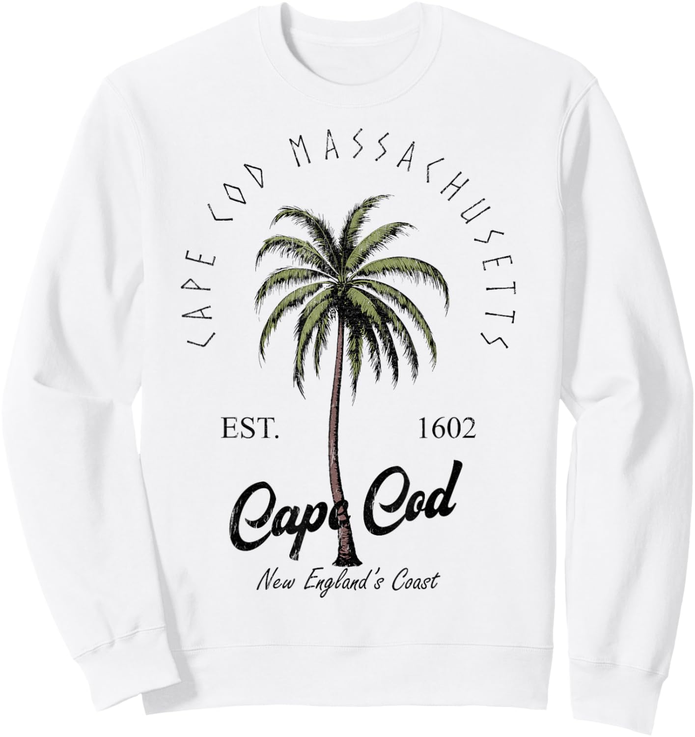 Cape Cod Massachusetts Tropical Tree Island Beach Vibes Sweatshirt - Sweatshirt | White