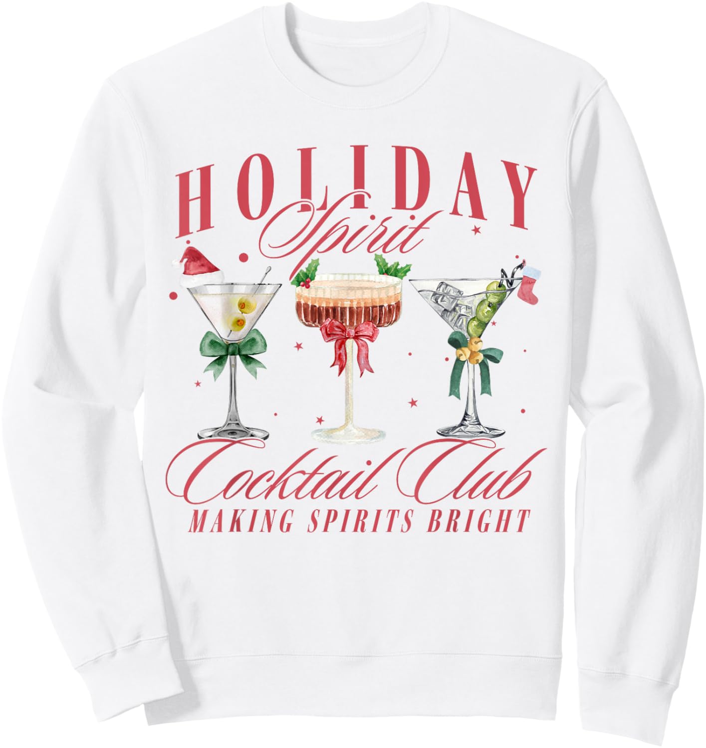 Holiday Spirit Cocktail Club Espresso Martini Christmas Sweatshirt - Sweatshirt | White