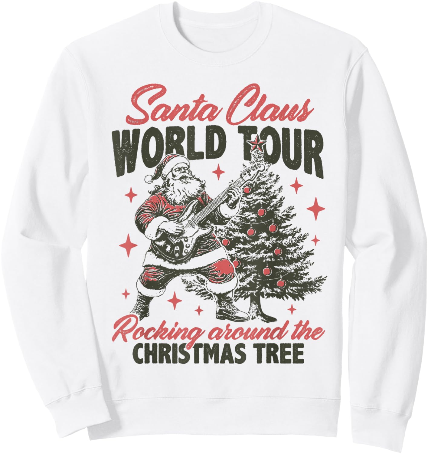 Santa Claus World Tour Rocking Around The Christmas Tree Sweatshirt - Sweatshirt | White