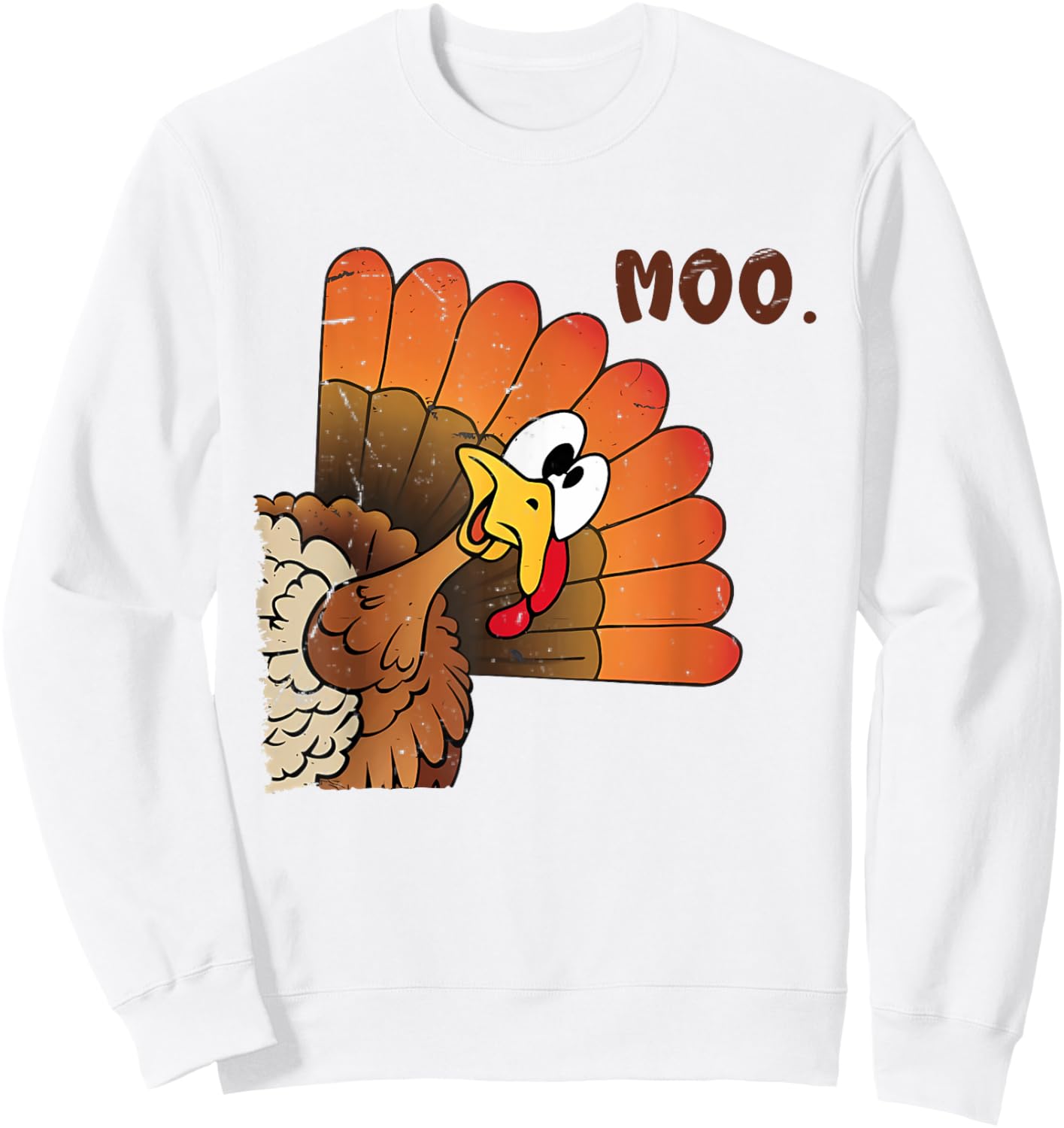 Funny Thanksgiving Cute Turkey Moo I'm A Cow Men Women Kids Sweatshirt - Sweatshirt | White