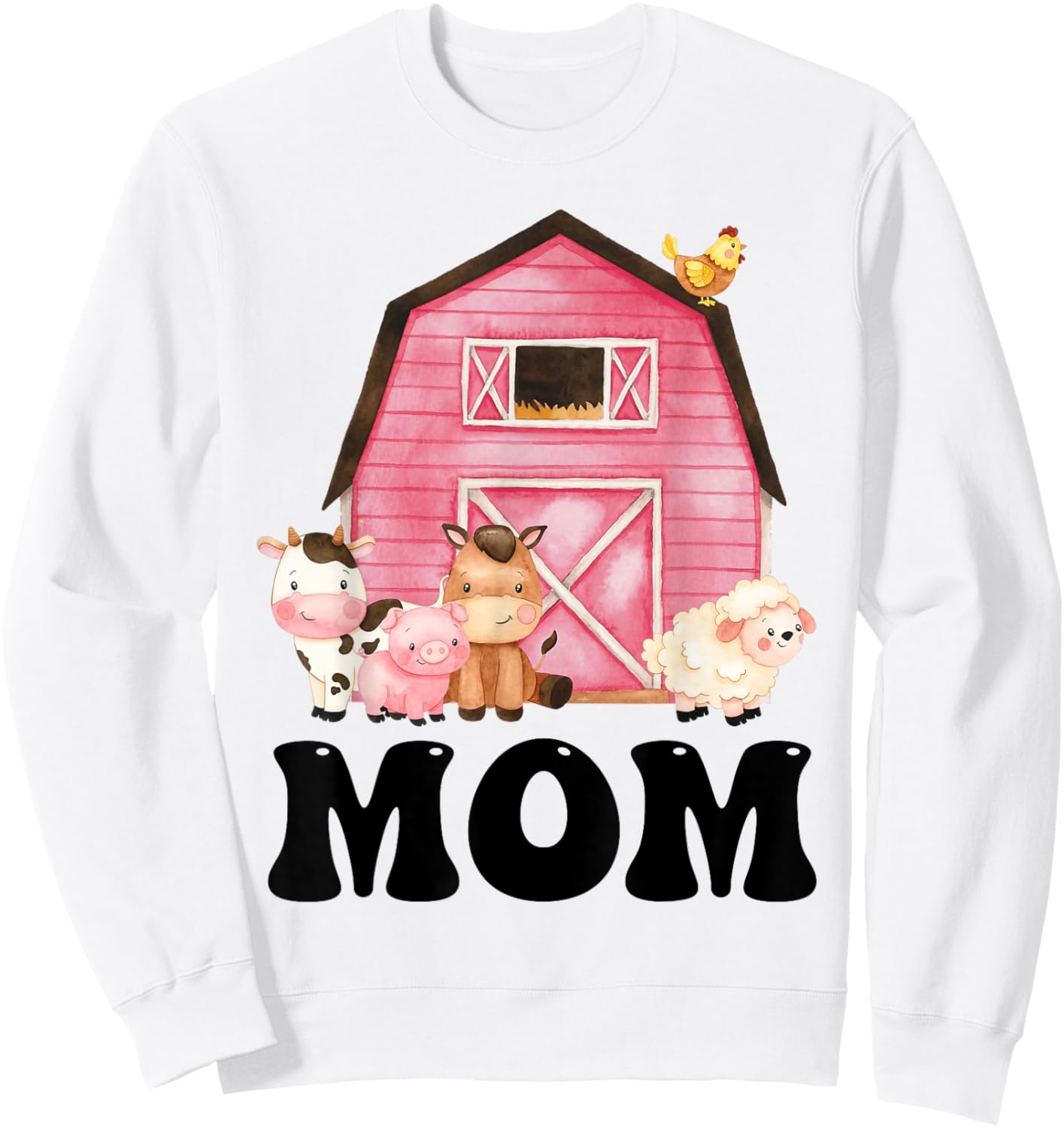 Funny Mom Farm Animals Birthday Theme Matching Family Sweatshirt - Sweatshirt | White