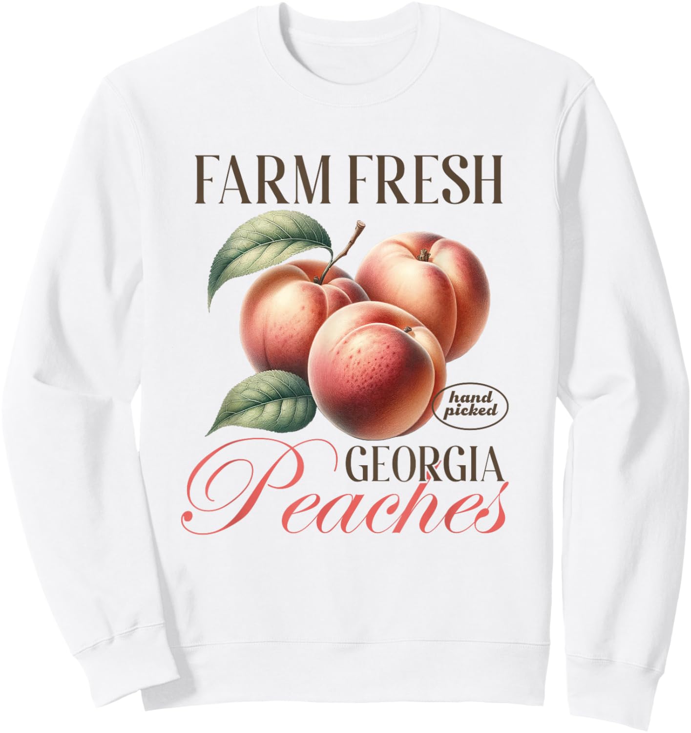 Vintage Farm Fresh Georgia Peaches Shirt Peach Fruit Lover Sweatshirt - Sweatshirt | White