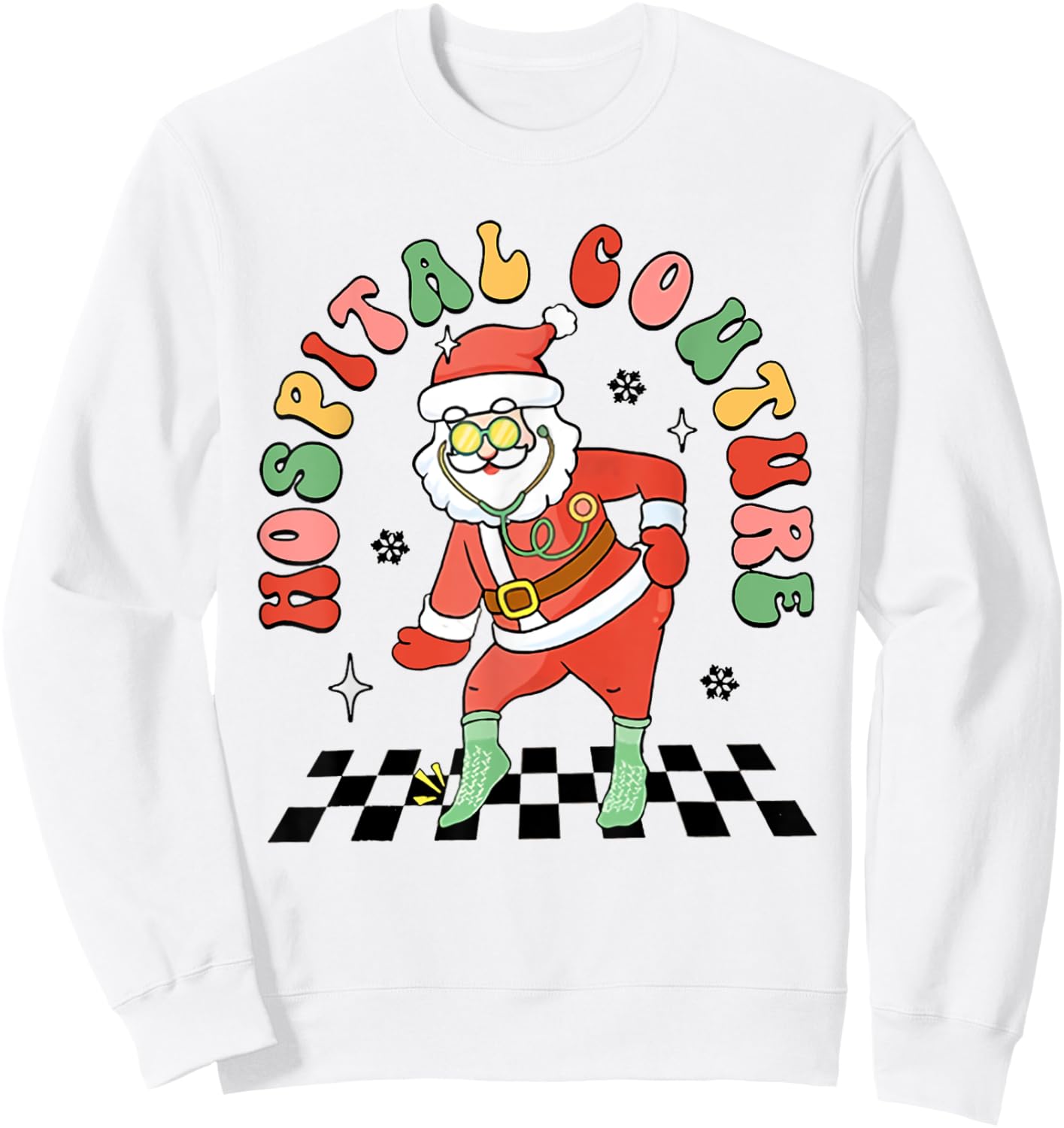 Non Slip Socks Emergency Room Hospital Couture Socks Xmas Sweatshirt - Sweatshirt | White