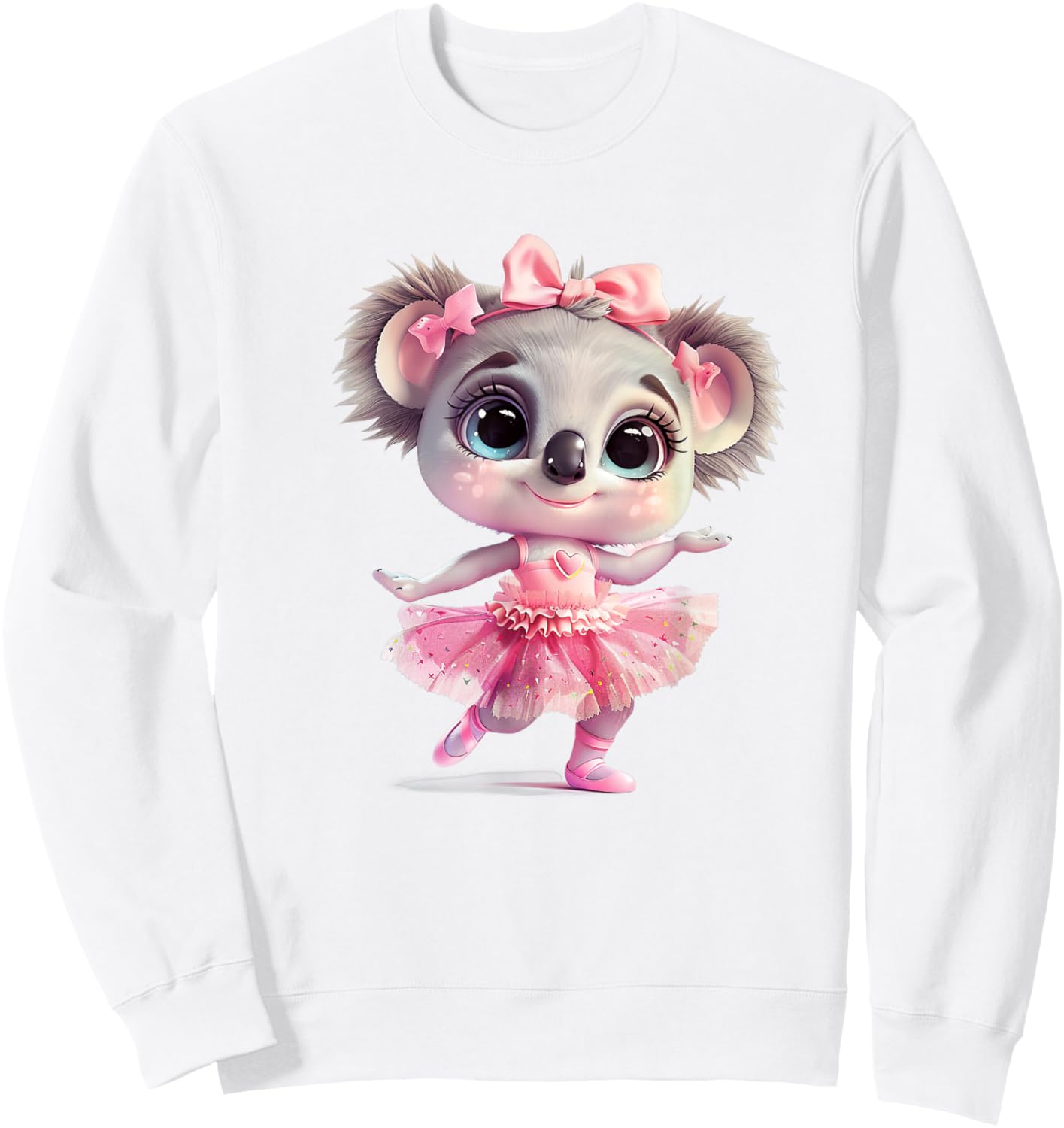 A Cute Koala Dancing Ballet In A Pink Dress Sweatshirt - Sweatshirt | White