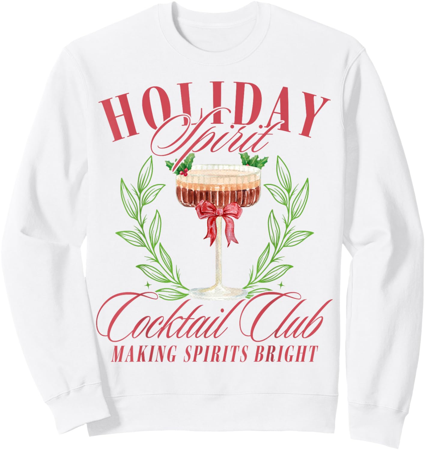 Holiday Spirit Cocktail Club Christmas Espresso Martini Sweatshirt - Sweatshirt | White