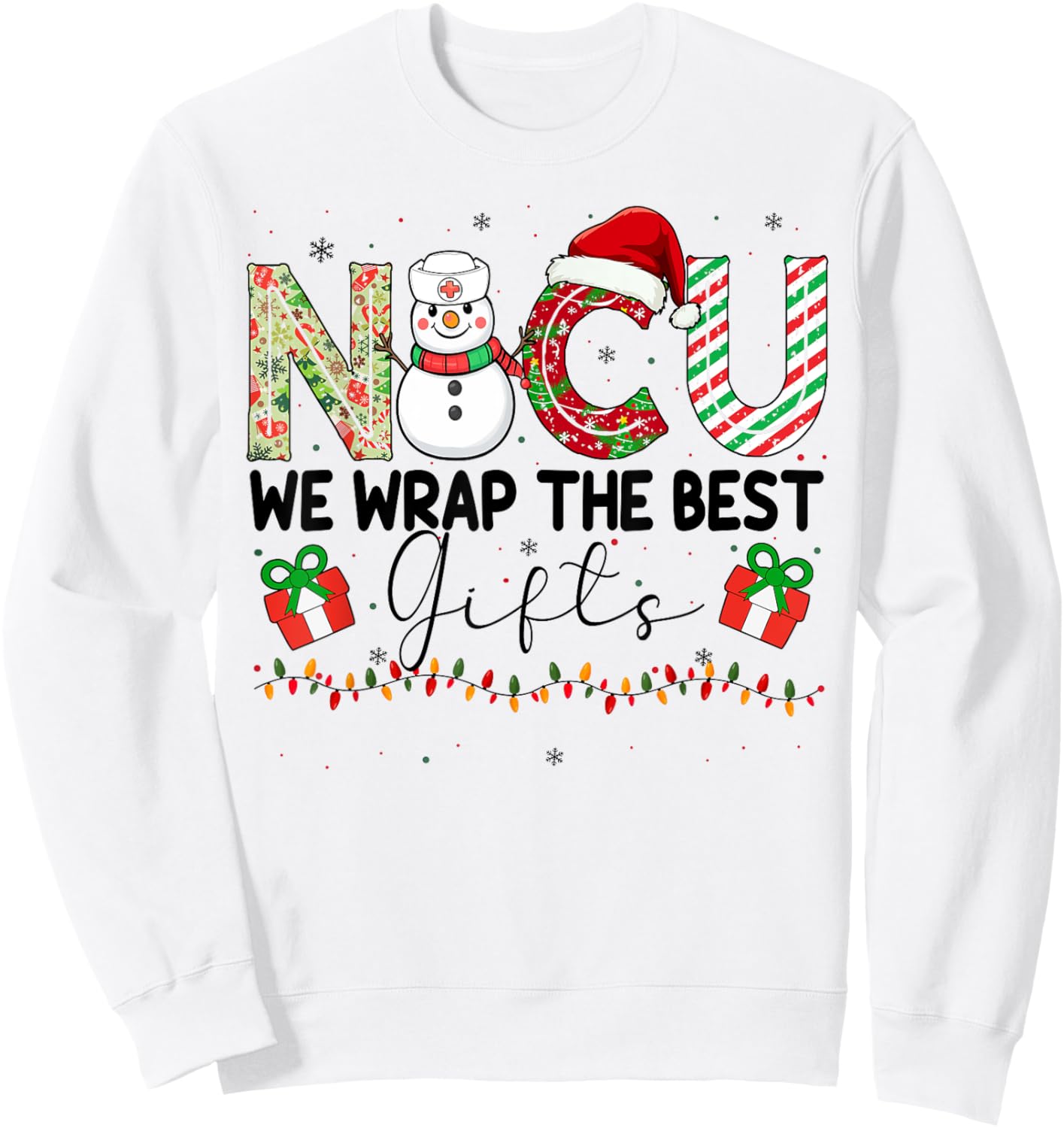 NICU Nurse Christmas Neonatal Intensive Care Unit Ugly Xmas Sweatshirt - Sweatshirt | White