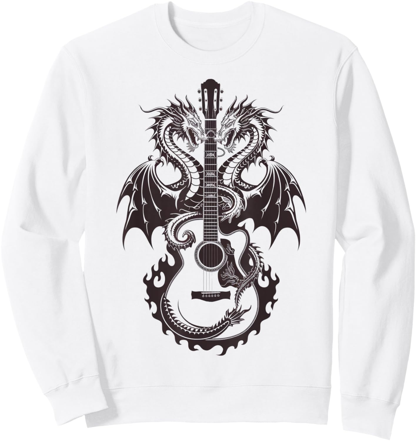 Mystical Dragon Guitar Fusion Music Lover Design Sweatshirt - Sweatshirt | White