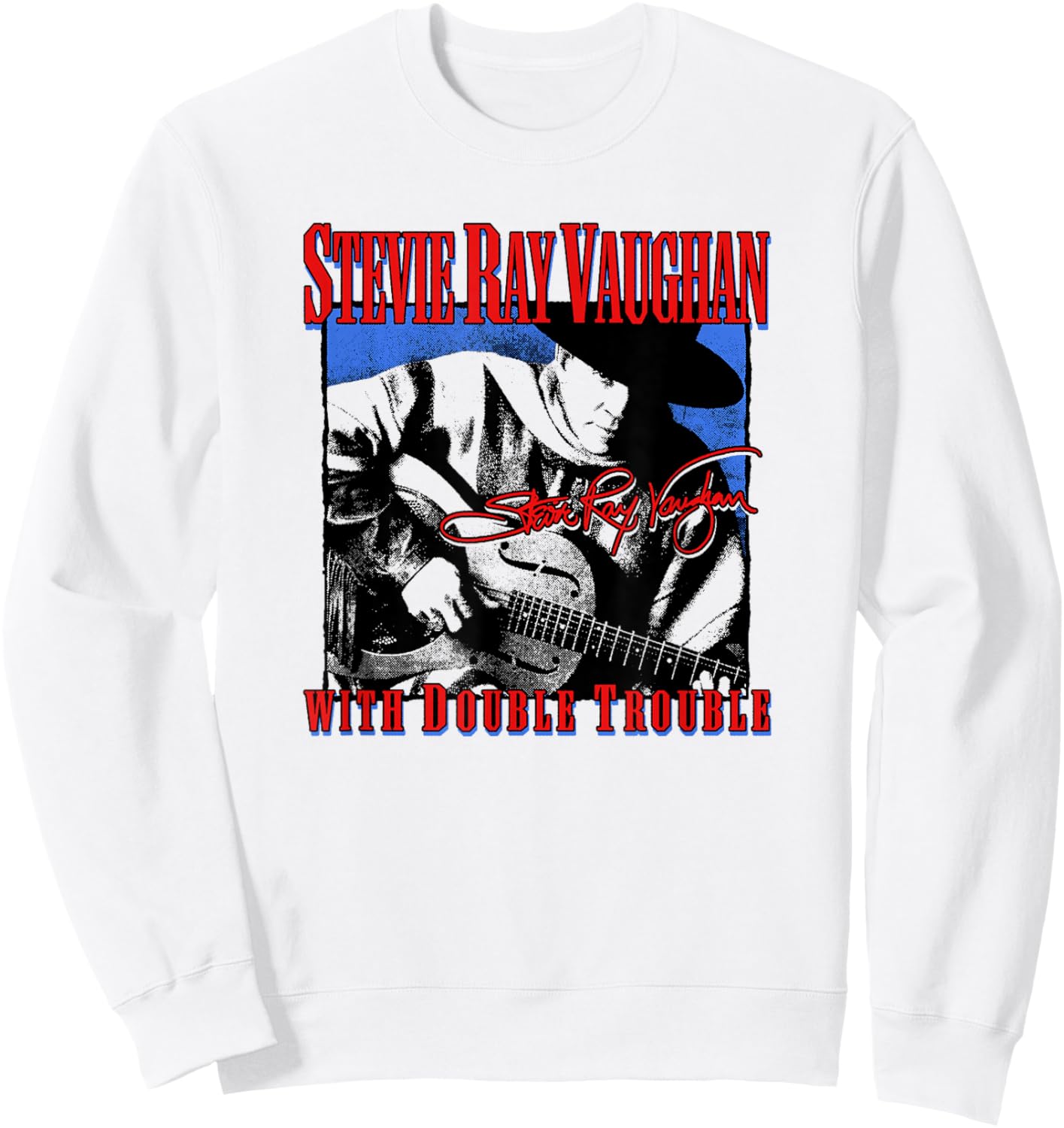 Stevie Ray Vaughan with Double Trouble Sweatshirt - Sweatshirt | White