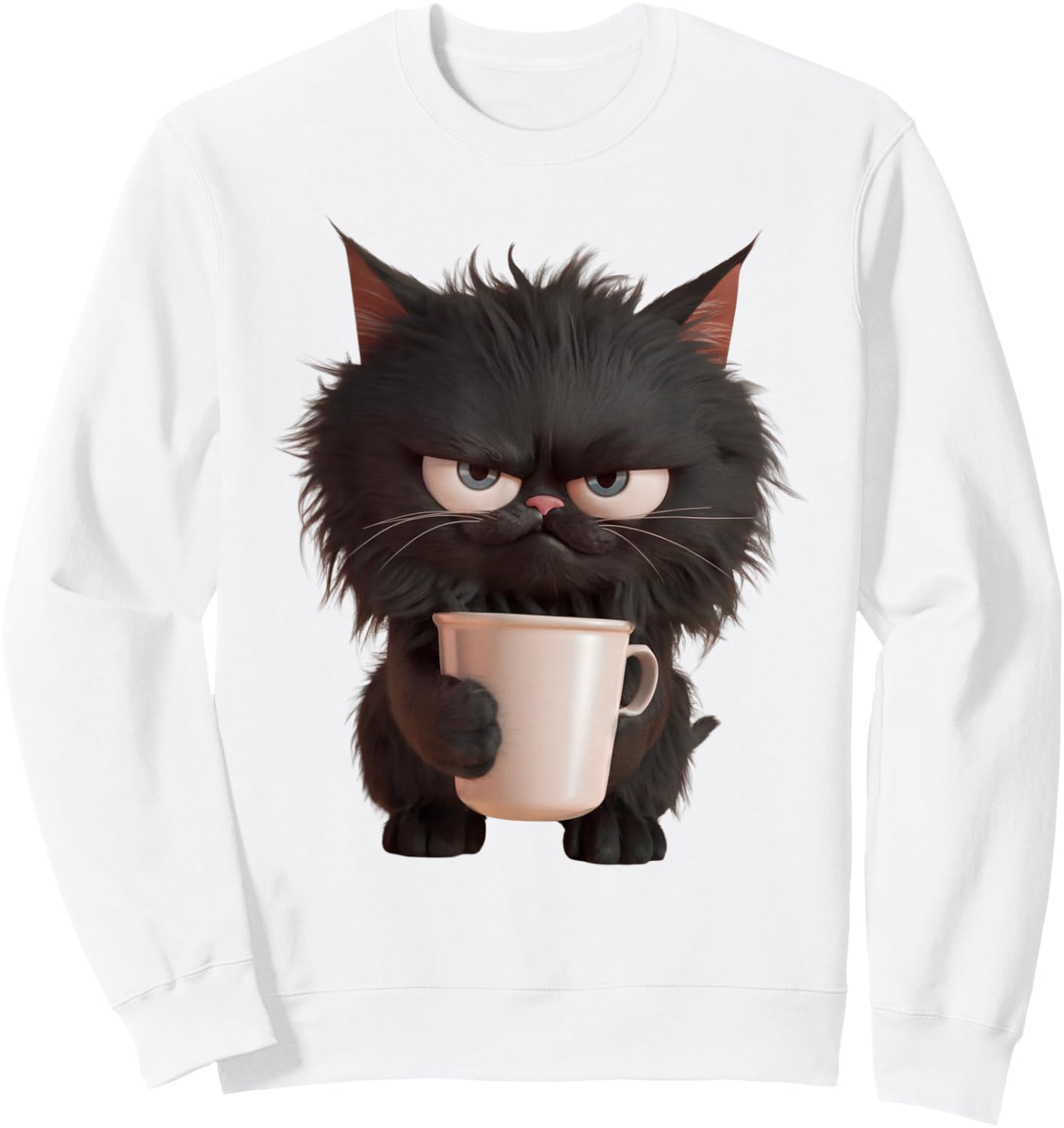 Grumpy Coffee Cat Mom and Dad Morning Coffe with Cats Sweatshirt - Sweatshirt | White
