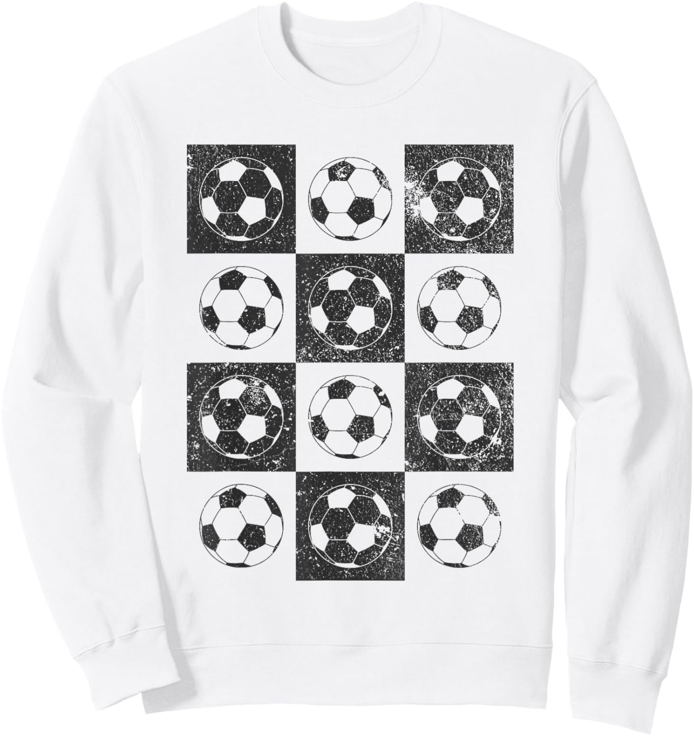 Retro Checkerboard Checkered Soccer Lover Sweatshirt - Sweatshirt | White