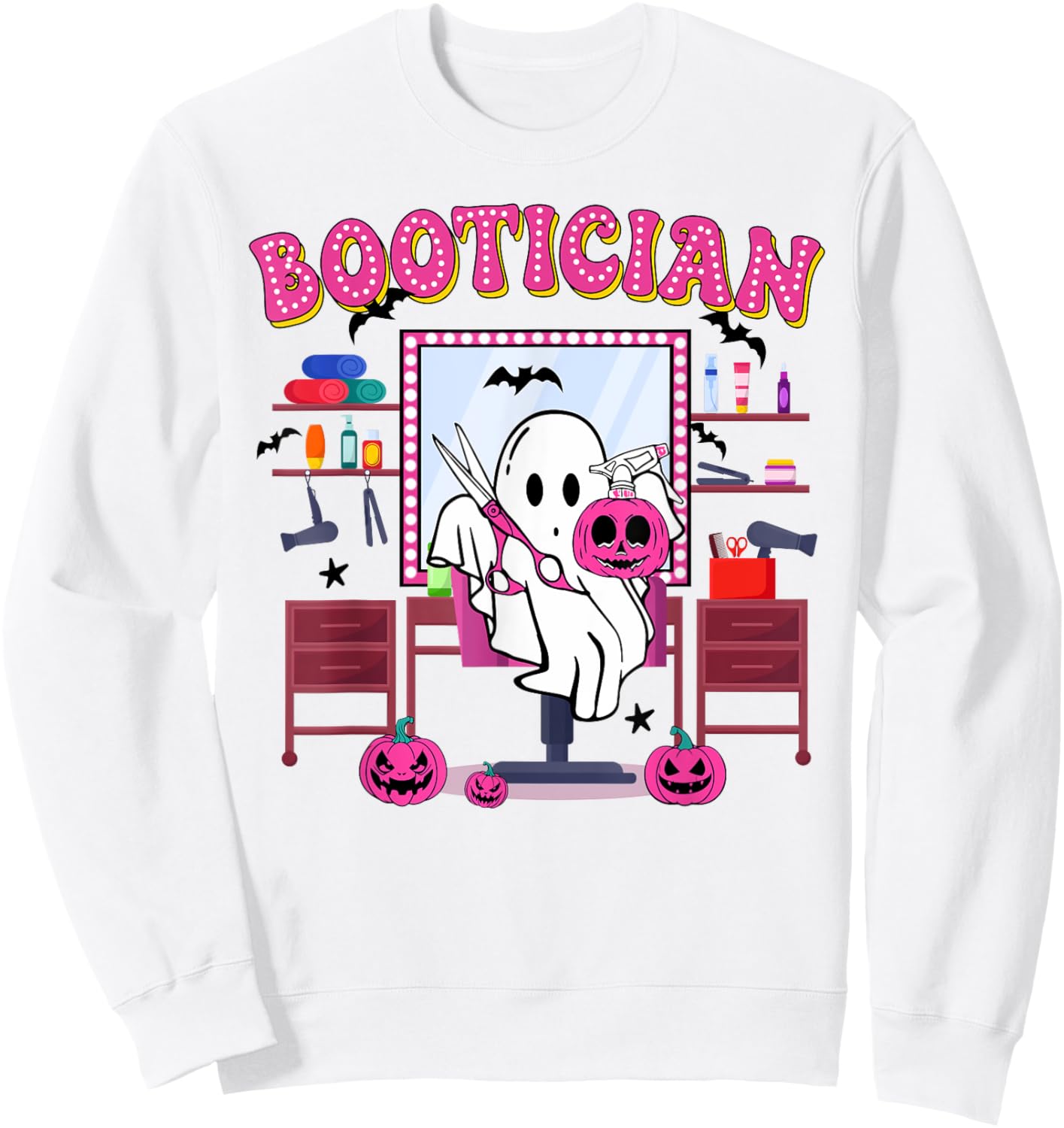 Bootician Halloween, Spooky Hair Stylist, Ghost Hair Dresser Sweatshirt - Sweatshirt | White