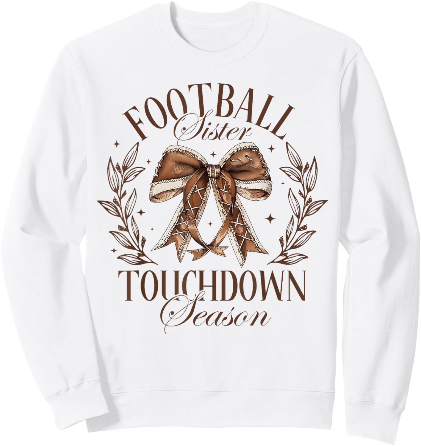 Football Sister Fall Coquette Bow Touchdown Season Game Day Sweatshirt - Sweatshirt | White