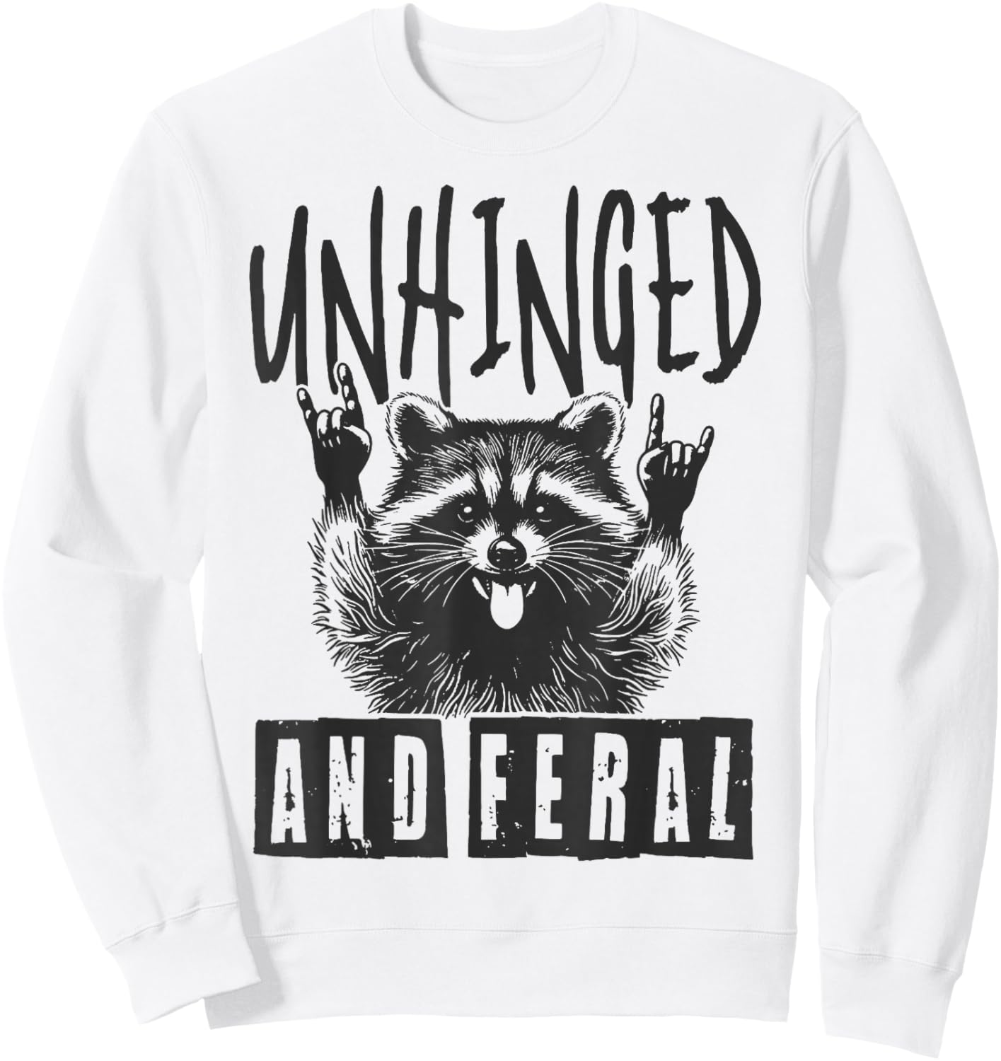 Raccoon Unhinged And Feral Retro Sweatshirt - Sweatshirt | White