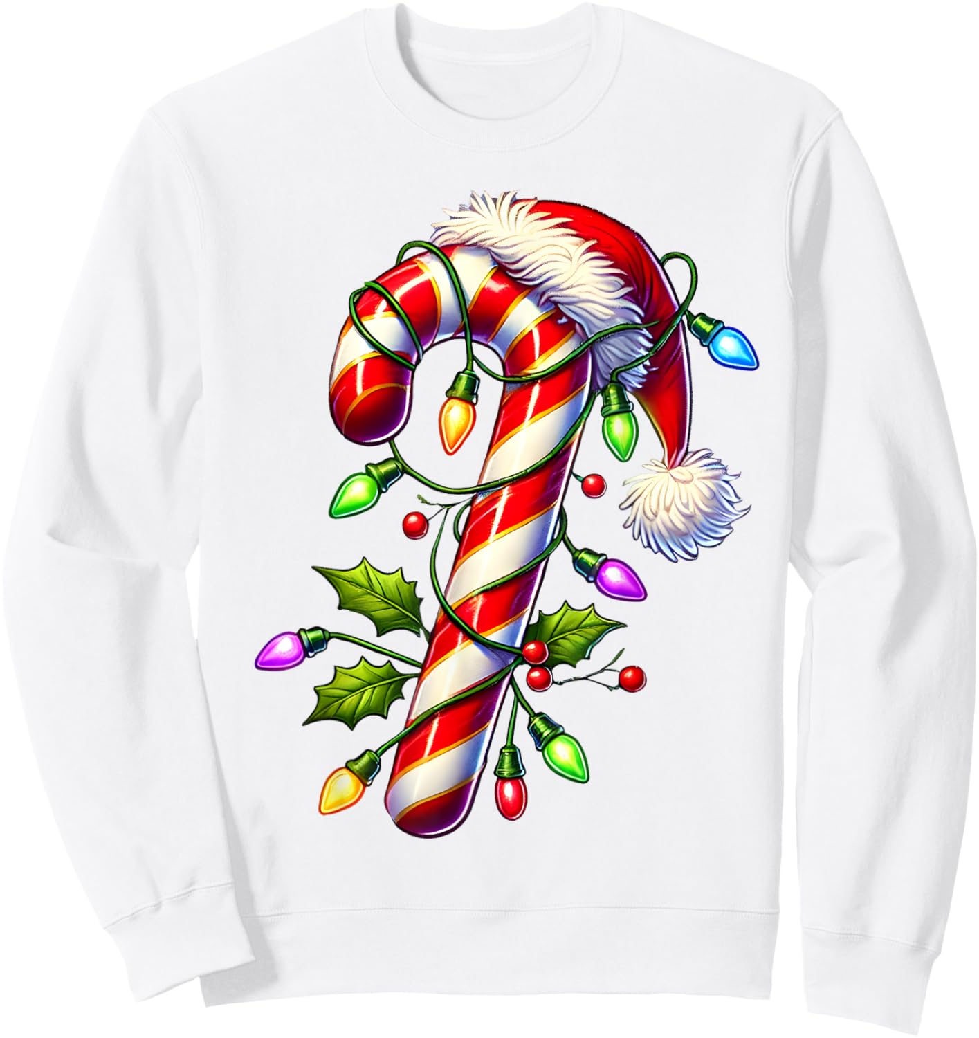 Candy Cane Crew Christmas Light Family Xmas Santa Boys Girls Sweatshirt - Sweatshirt | White