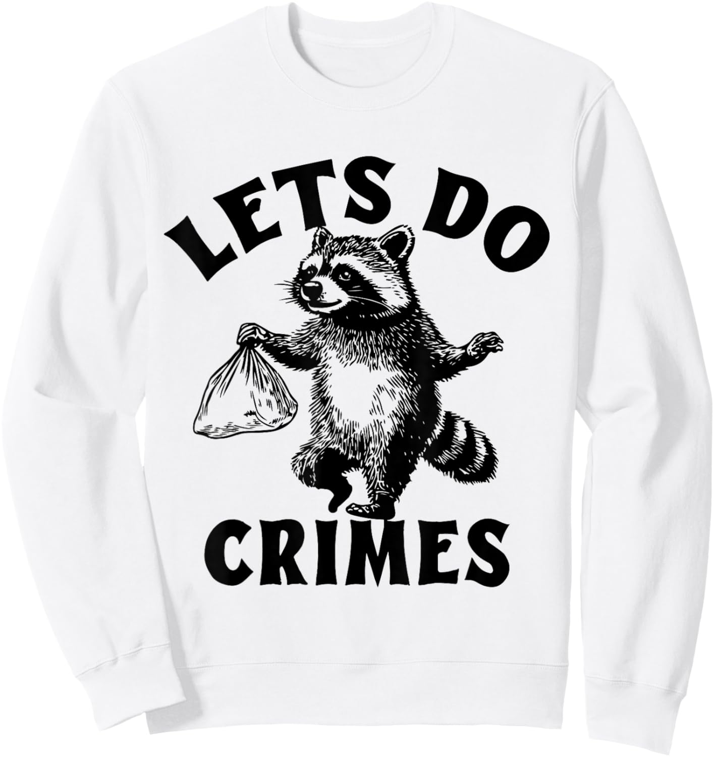 Lets Do Crimes Raccoon Sweatshirt - Sweatshirt | White
