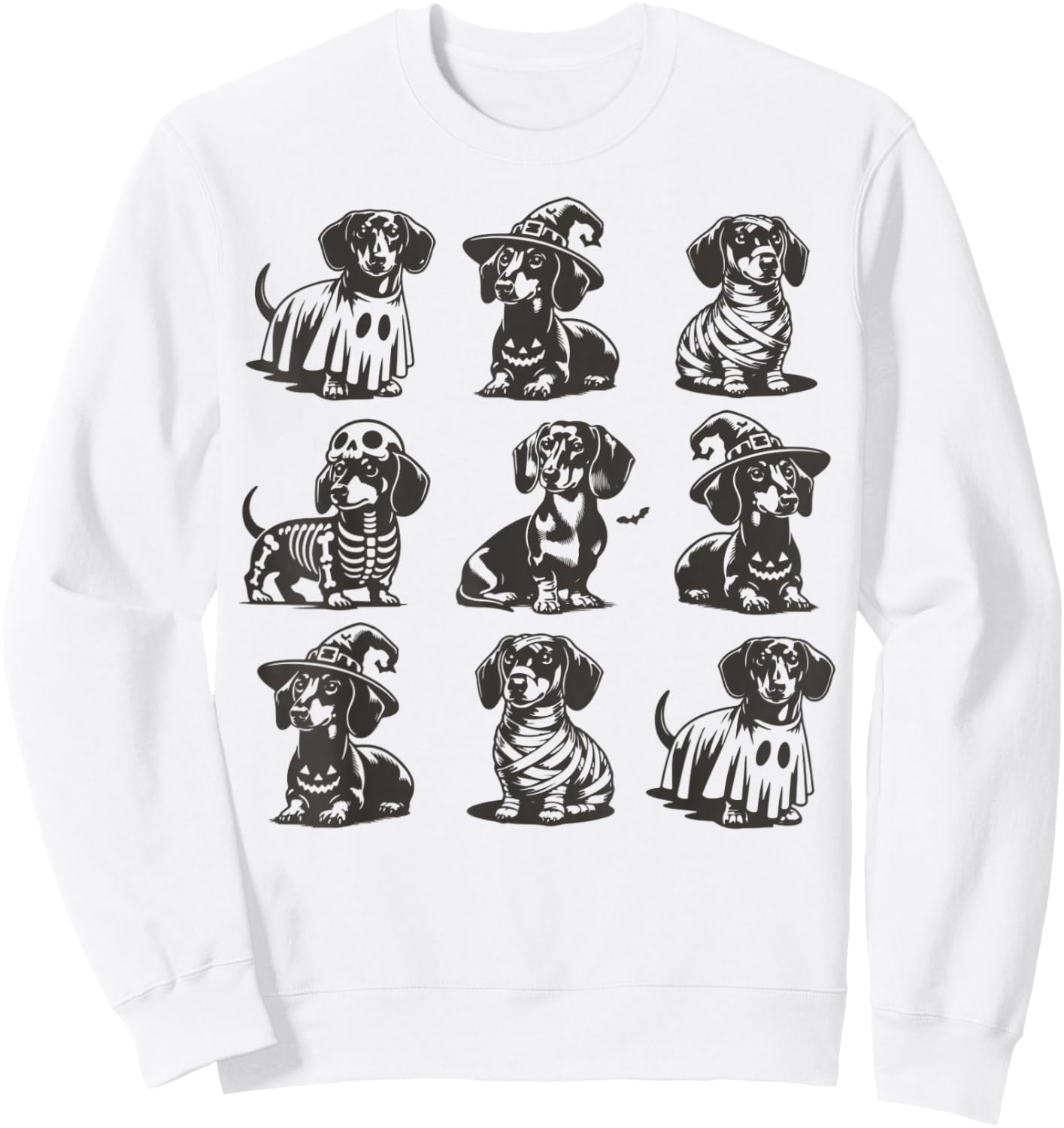 Dachshund Halloween Spooky Dog Wiener Sweatshirt - Sweatshirt | White