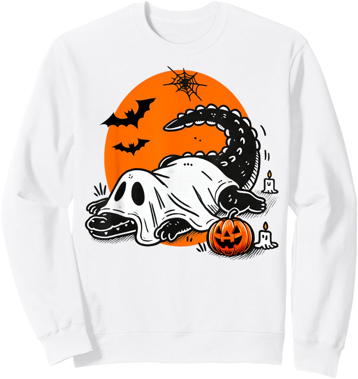 Funny Crocodile Ghost Costume Spooky Halloween Alligator Sweatshirt - Sweatshirt | White