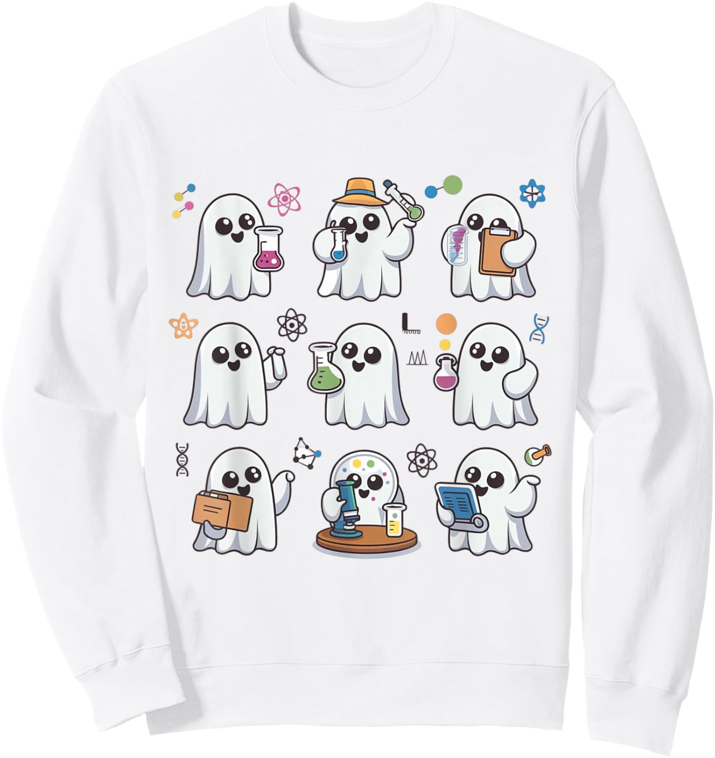 Ghost Science Teacher Chemistry Laboratory Halloween Costume Sweatshirt - Sweatshirt | White