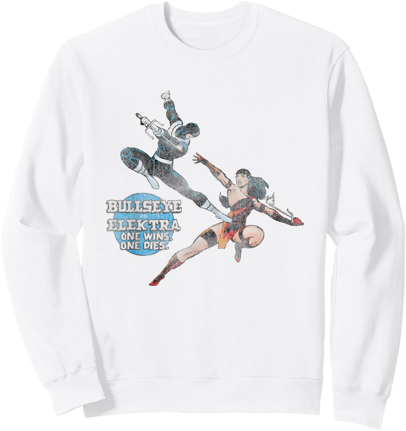 Marvel Iconic Bullseye Vs Elektra Retro Big Chest Poster Sweatshirt - Sweatshirt | White