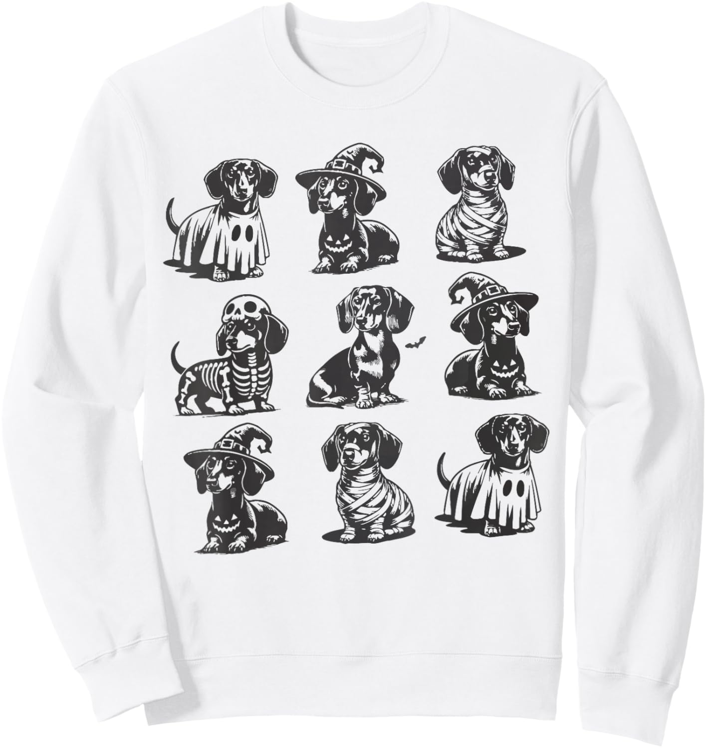 Retro Dachshund Witch Dog Spooky Season Halloween Funny Sweatshirt - Sweatshirt | White