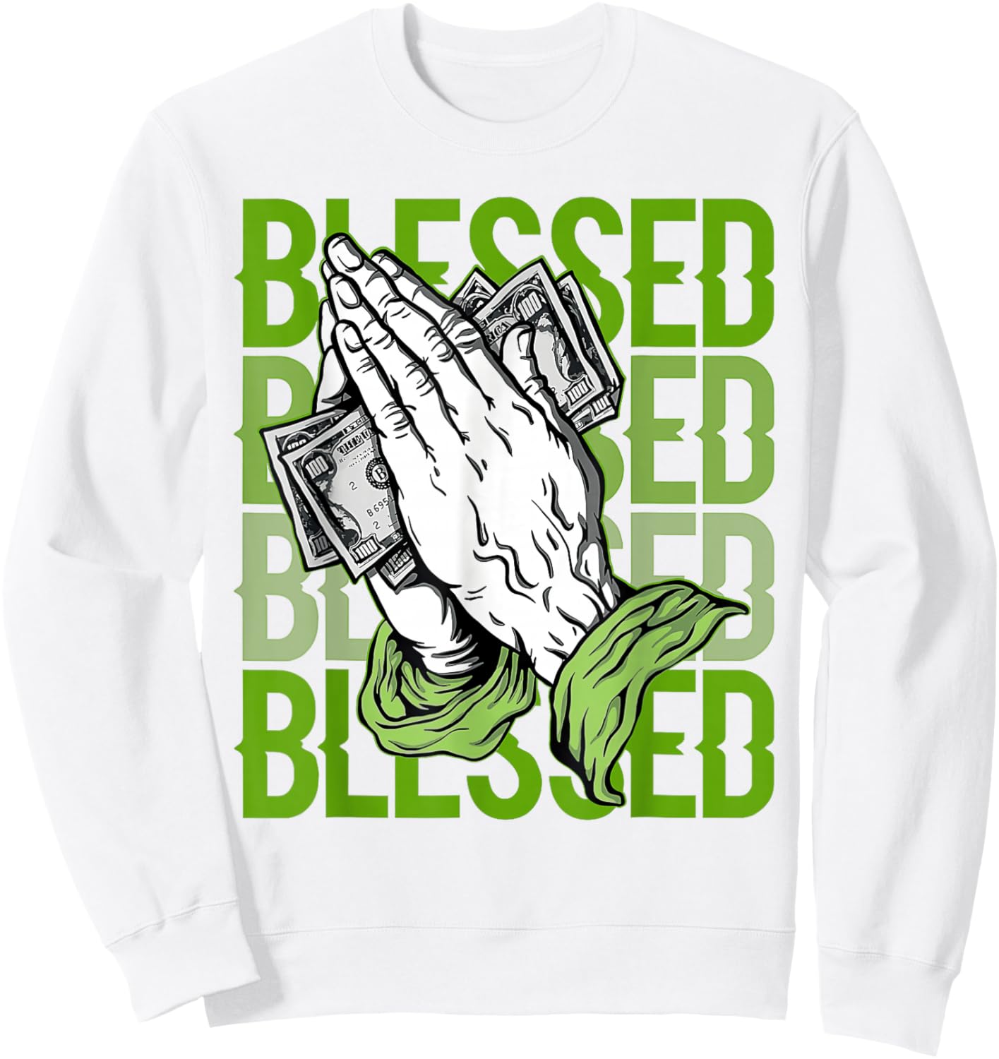 Chlorophyll Green White Color Match Sweatshirt - Sweatshirt | White