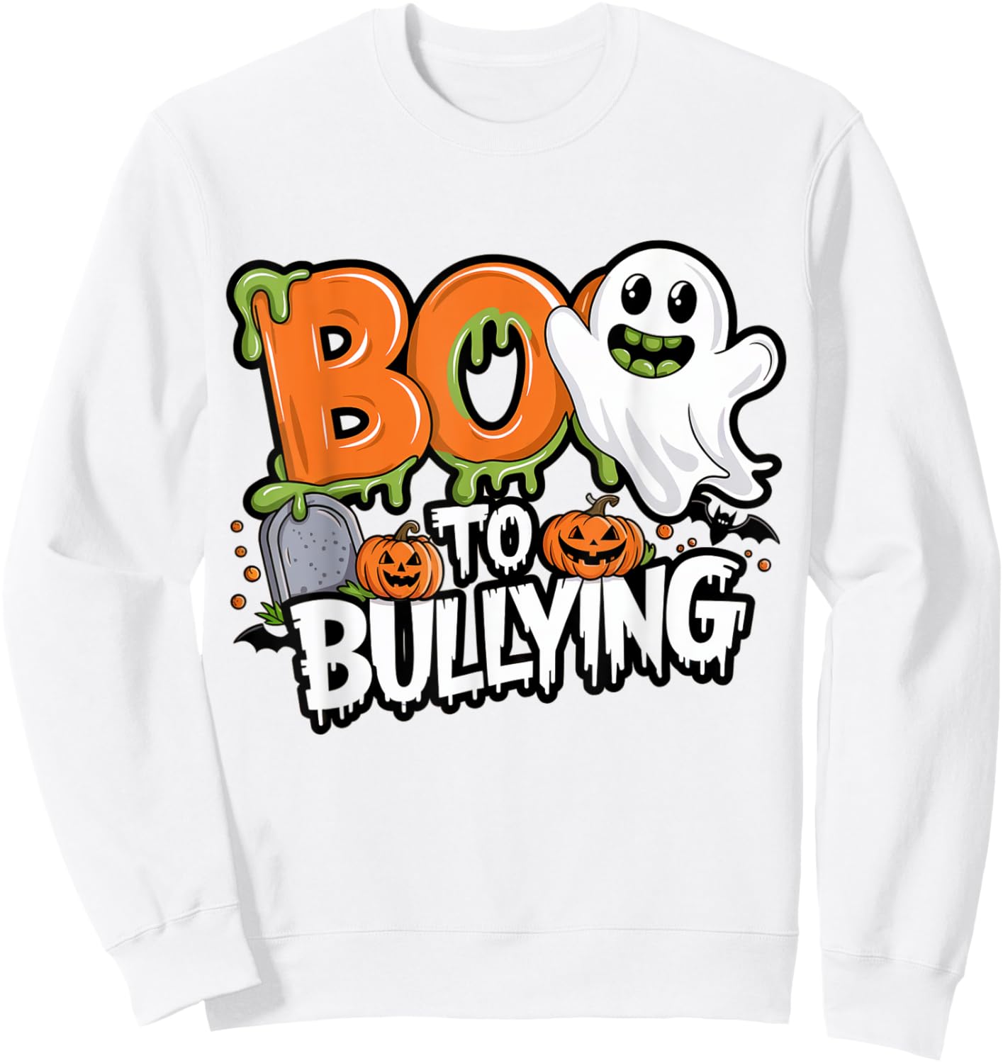 Boo Anti Bullying Funny Halloween Orange Unity Day Boys Sweatshirt - Sweatshirt | White