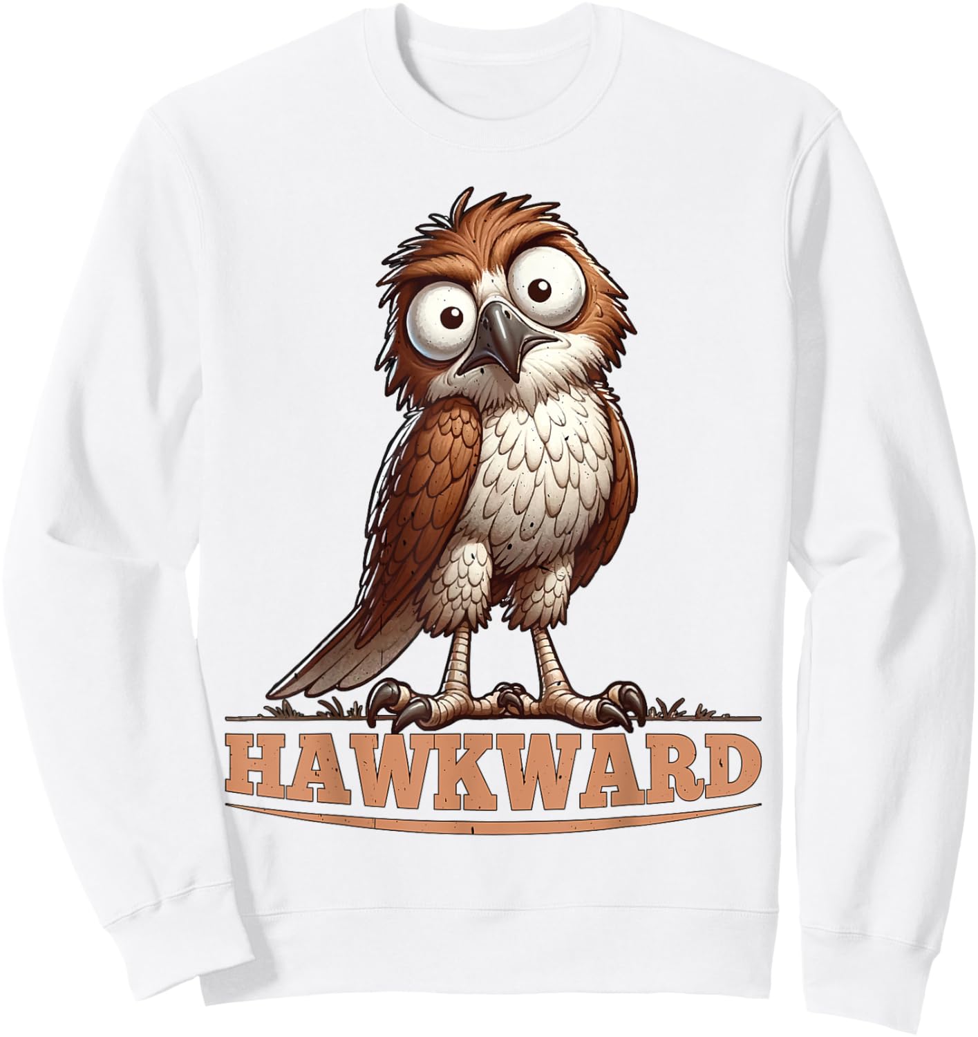 Hawkward Funny Hawk Animal Wildlife Design. Sweatshirt - Sweatshirt | White