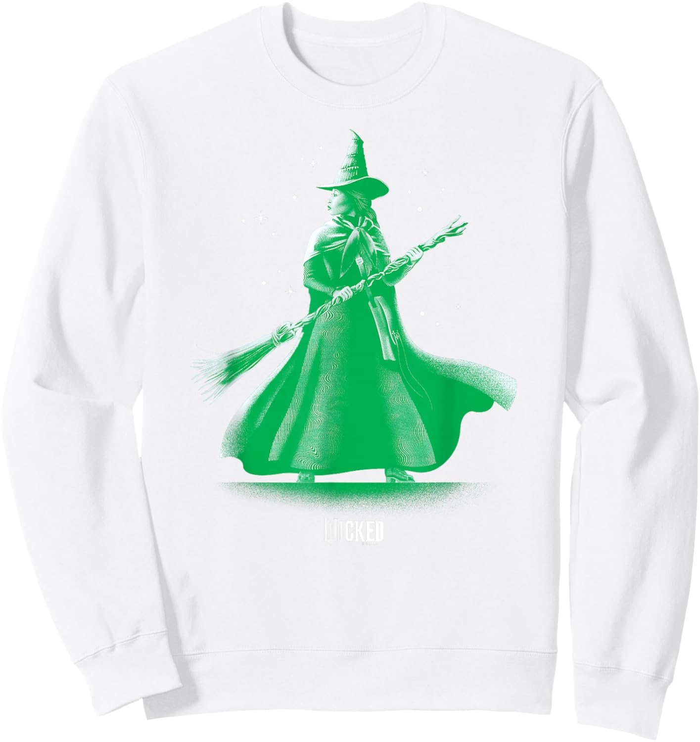 Wicked -Adults Classic Fit Green Elphaba Pose Tonal Sweatshirt - Sweatshirt | White
