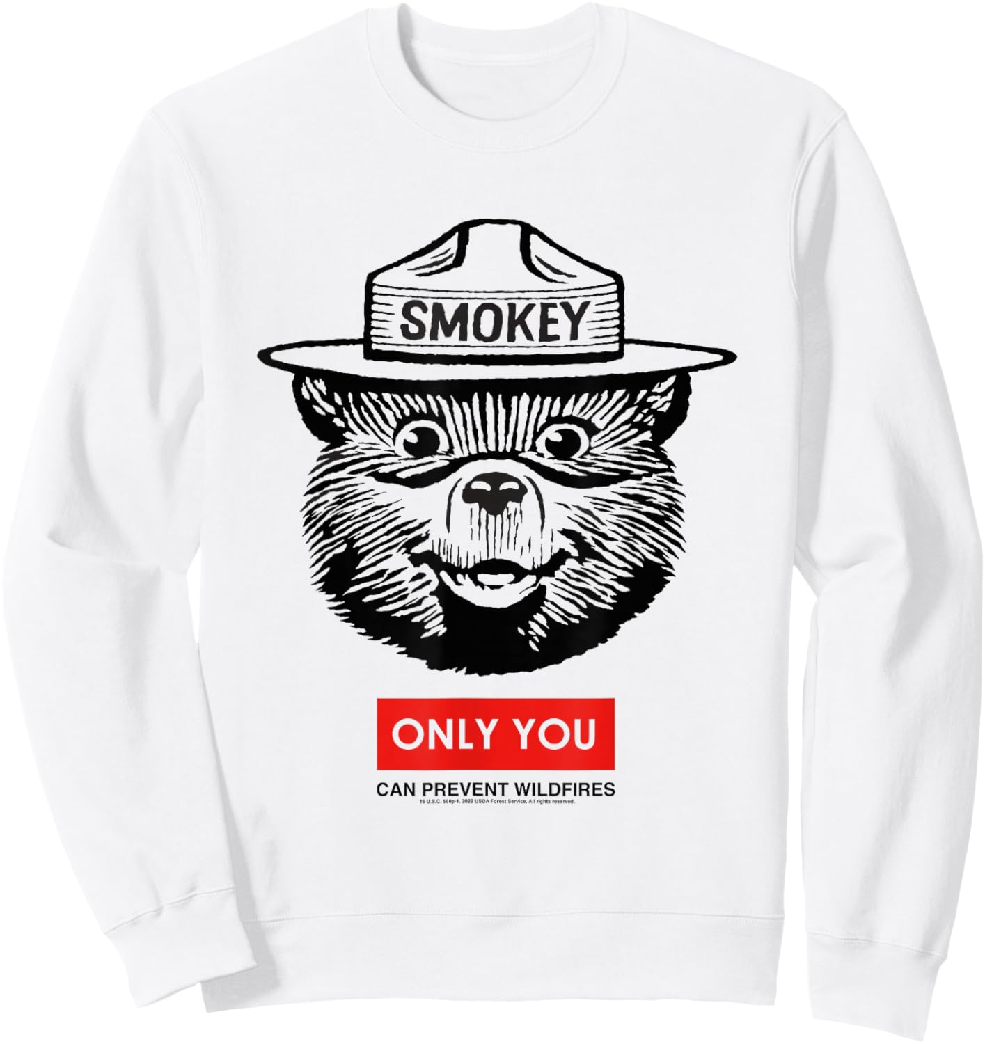 Smokey Bear Only You Can Prevent Forest Fires Minimal Face Sweatshirt - Sweatshirt | White