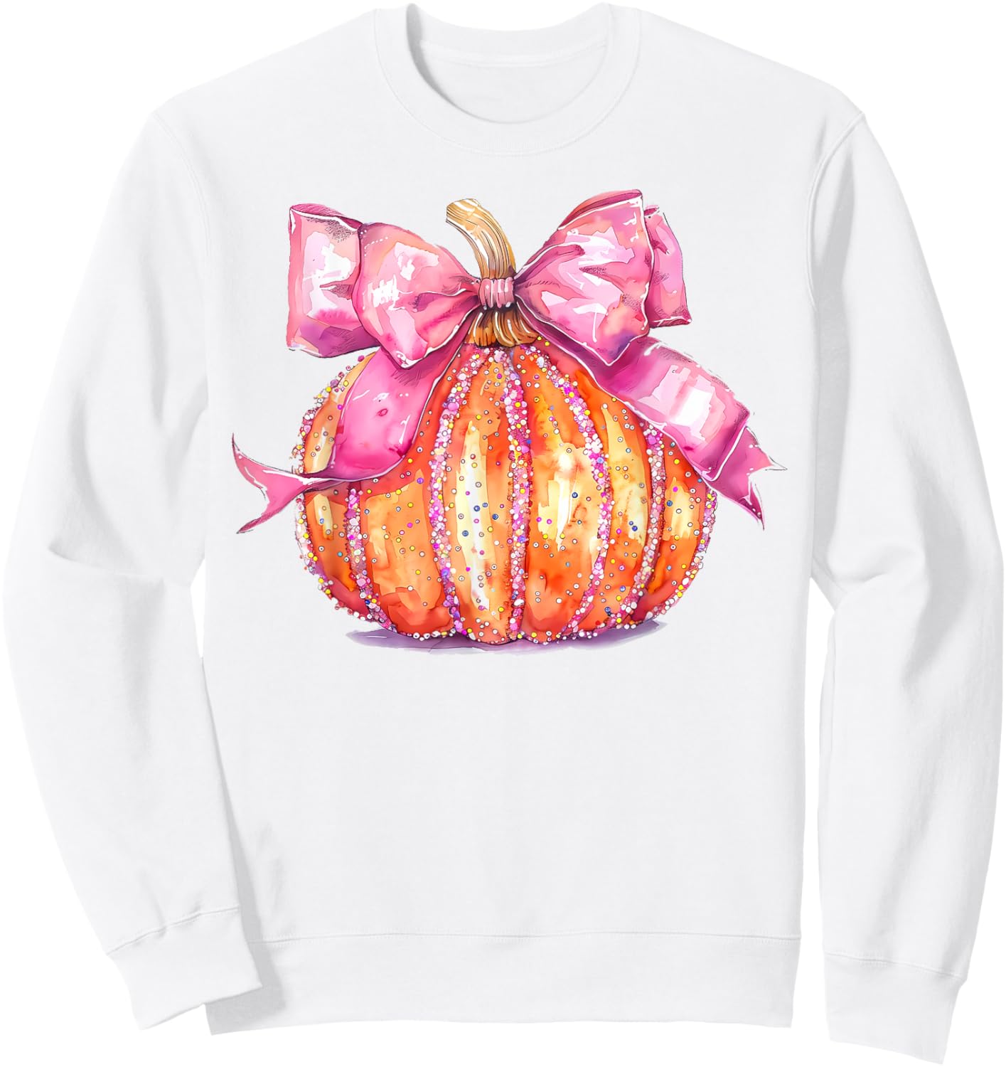 Coquette Pumpkin Bow Disco Ball Cute Girly Halloween Costume Sweatshirt - Sweatshirt | White