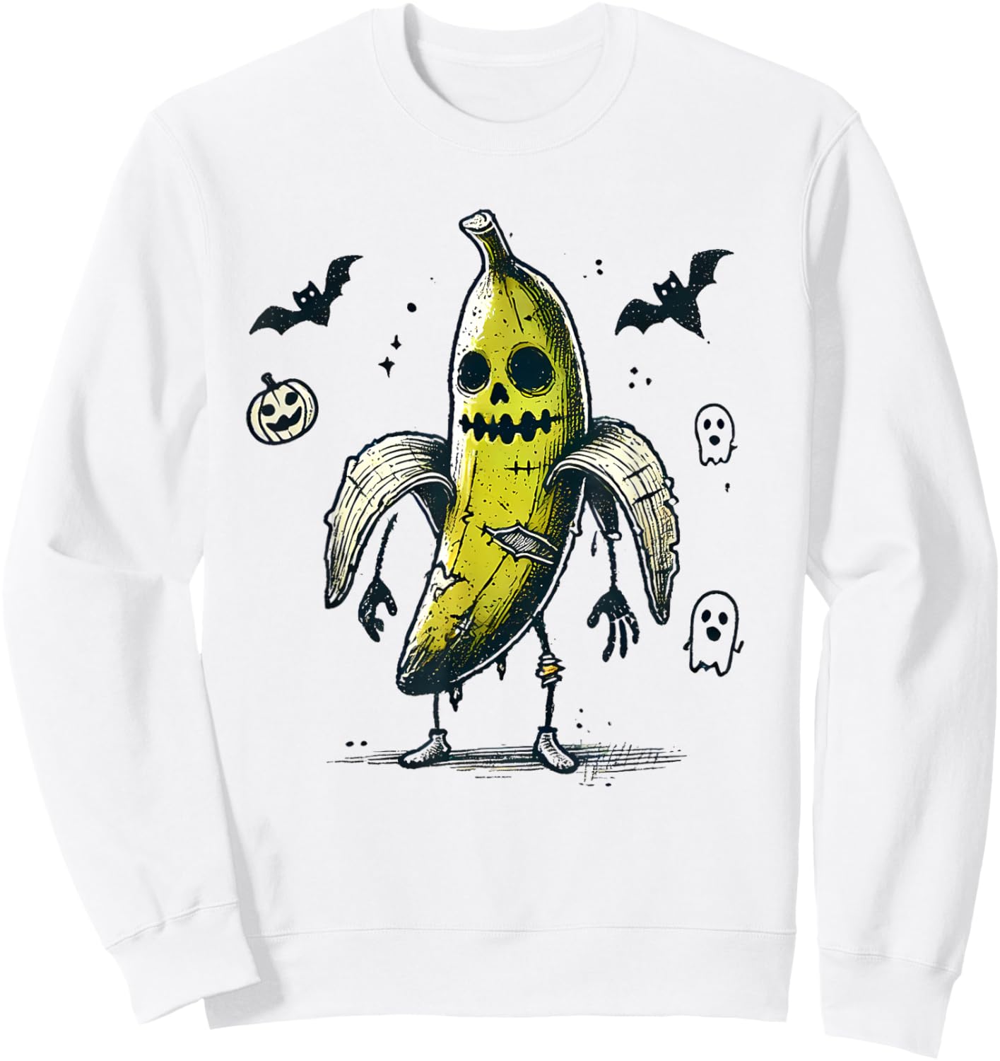 Halloween Banana Zombie Costume BanZomb Funny Halloween 2024 Sweatshirt - Sweatshirt | White