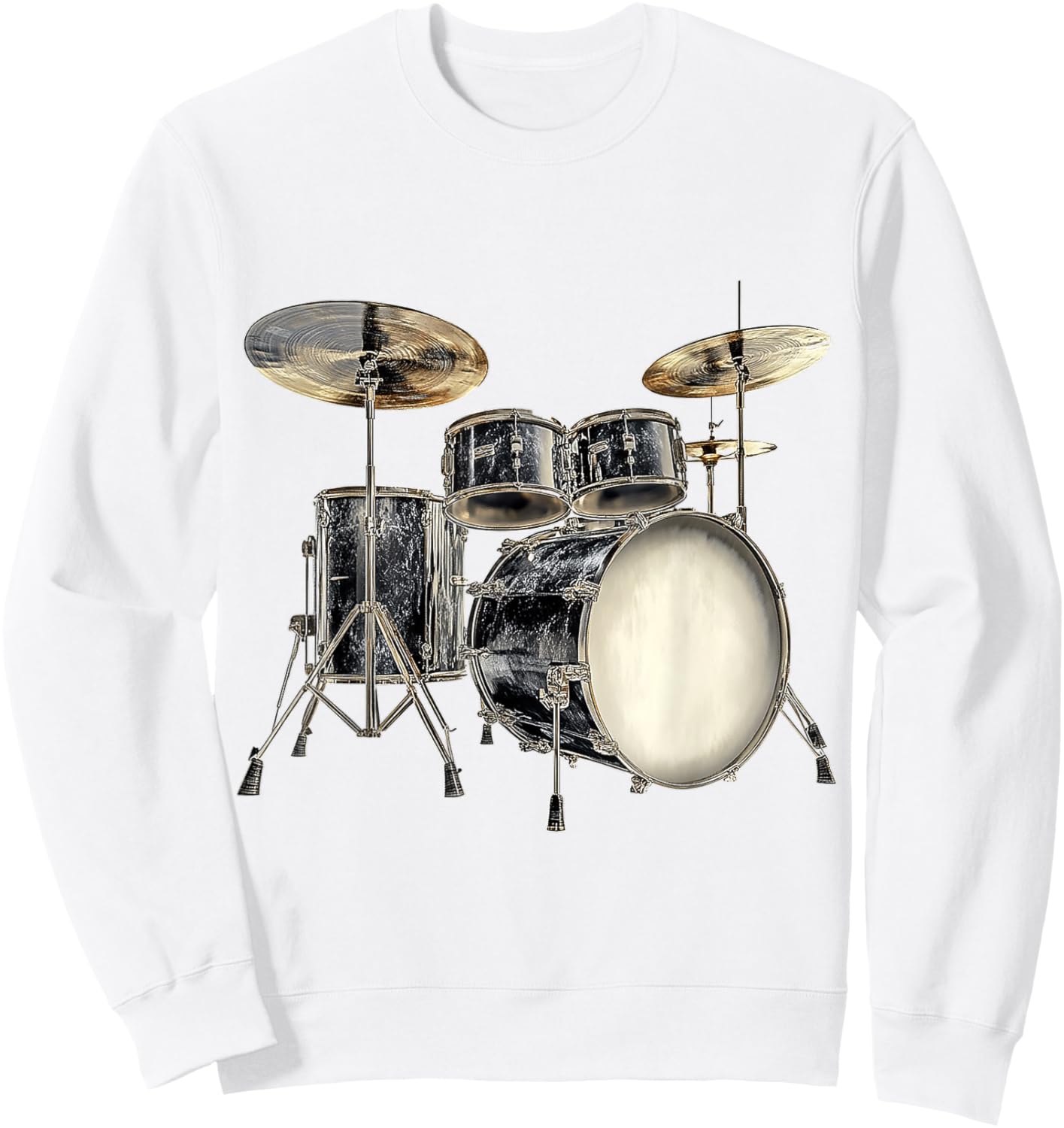 Drumset Music Instrument Motif Illustration Drumset Sweatshirt - Sweatshirt | White
