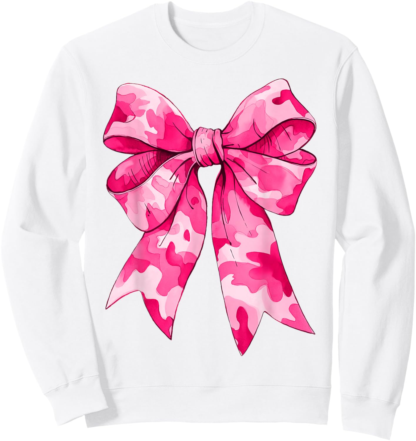 Girl Cute Pink Camo Color Coquette Bow Camouflage Sweatshirt - Sweatshirt | White