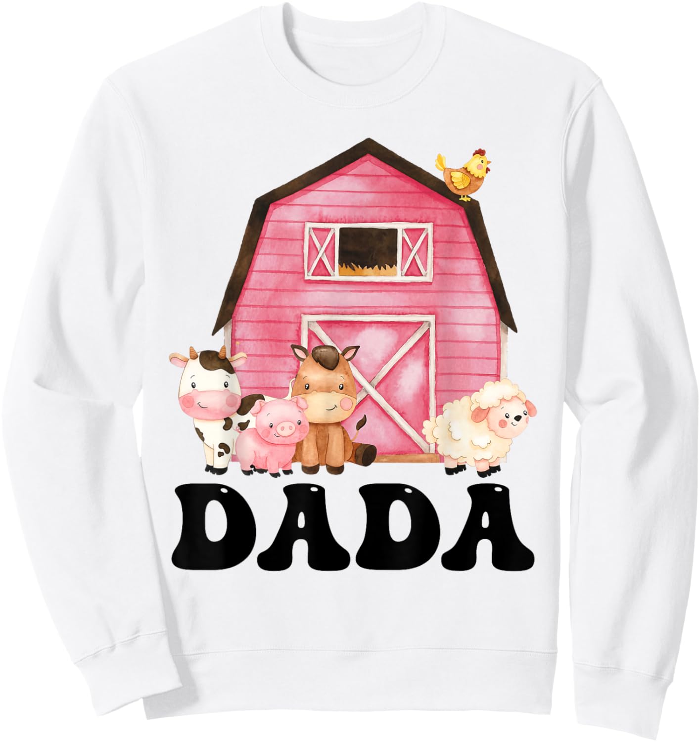 Funny Dada Farm Animals Birthday Theme Matching Family Sweatshirt - Sweatshirt | White