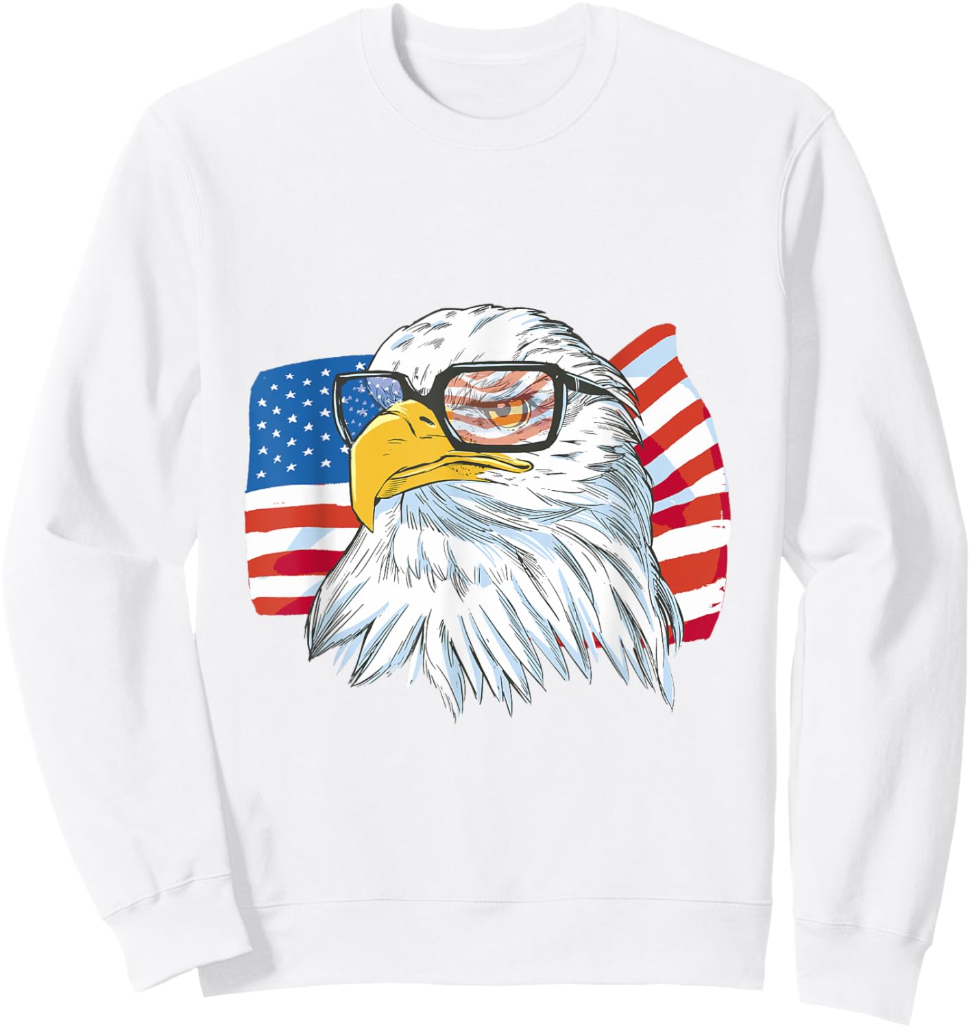 USA Bald Eagle Flag Patriotic Sweatshirt - Sweatshirt | White